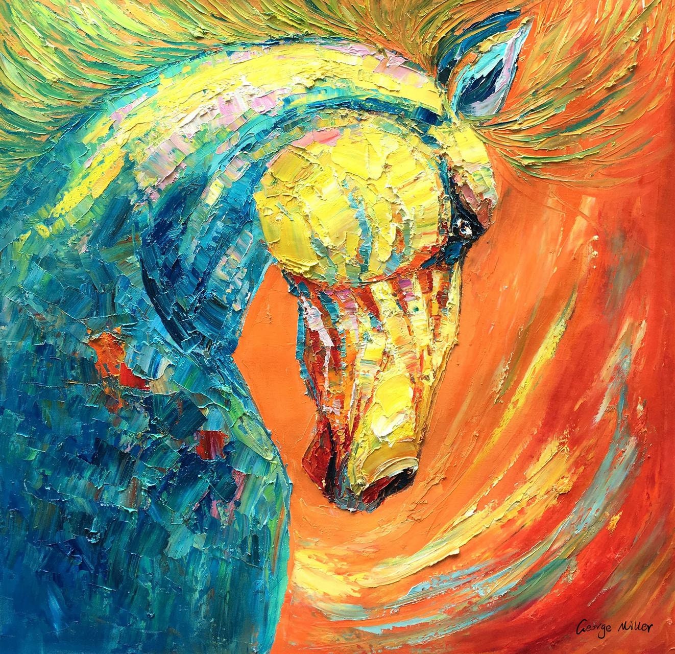 Horse Wall Art, Oil Painting Horse, Canvas Wall Decor, Living Room Wall Decor, Original Abstract Art, Abstract Painting, Abstract Canvas Art