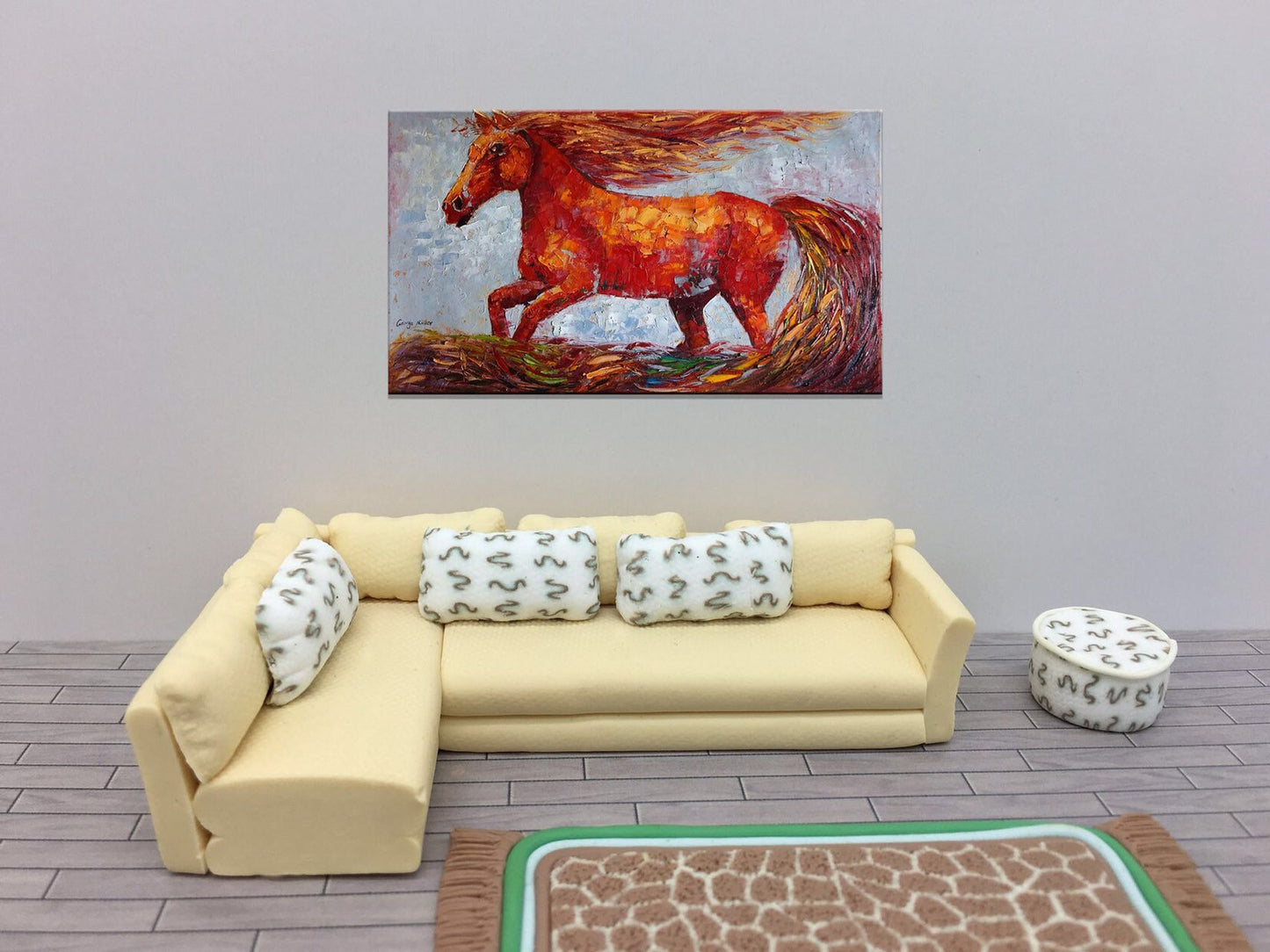 Horse Oil Painting, Palette Knife Oil Painting, Large Horse Art, Coffee Wall Art, Abstract Oil Painting, Living Room Wall Art, Horses Art