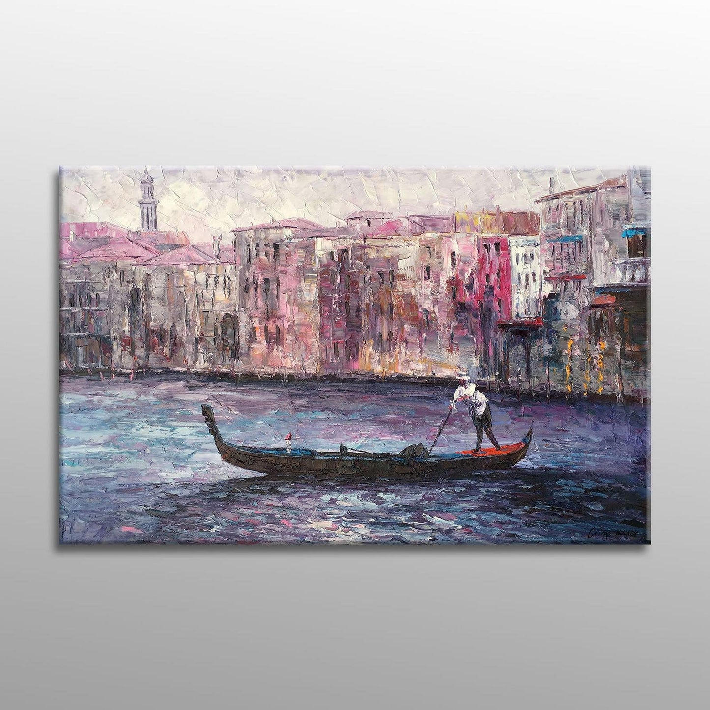 Italian Venice Oil Painting, Gondola, Palette Knife Painting, Living Room Art, Modern Art, Abstract Painting, Large Wall Art Painting, Huge