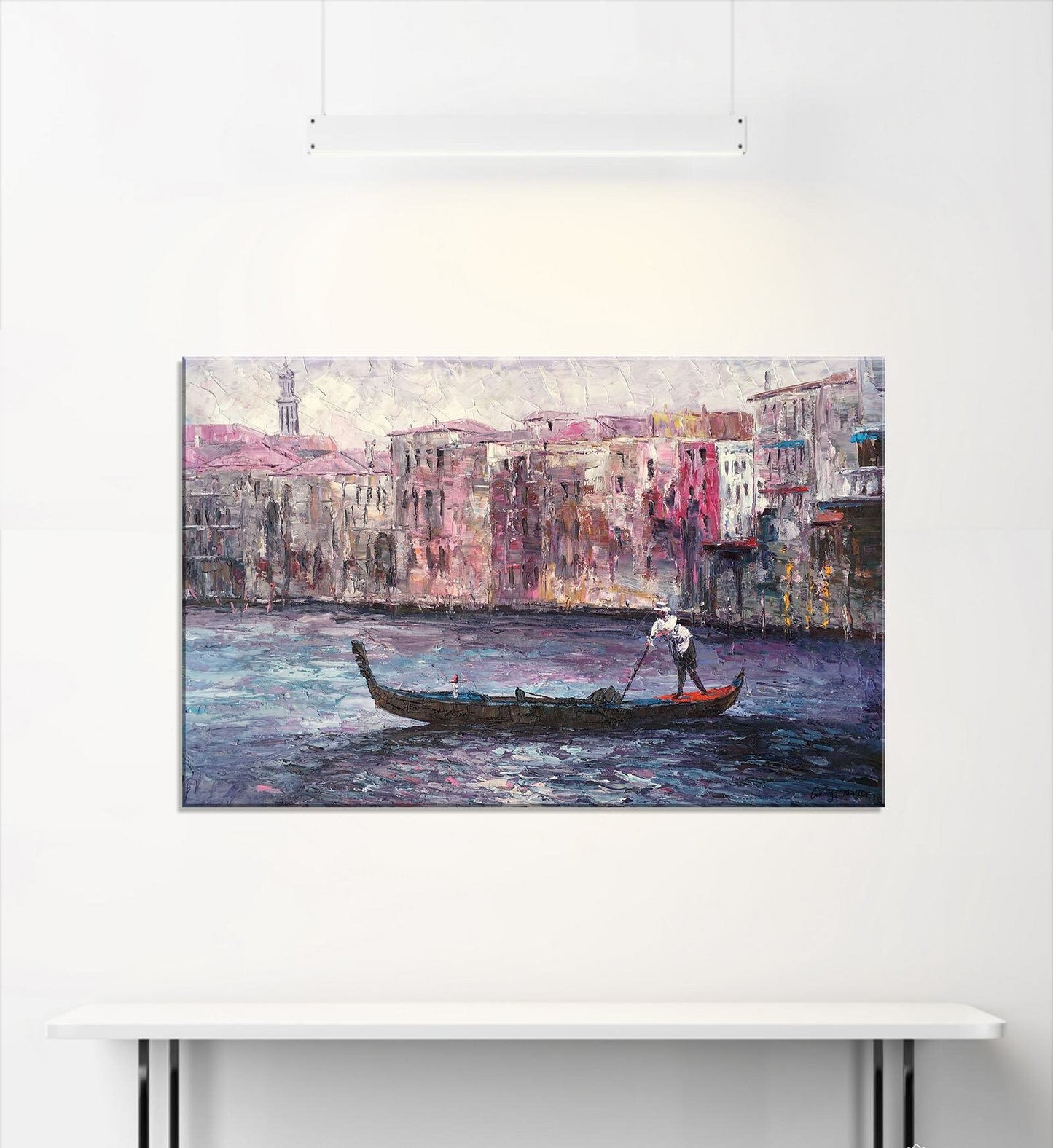 Italian Venice Oil Painting, Gondola, Palette Knife Painting, Living Room Art, Modern Art, Abstract Painting, Large Wall Art Painting, Huge