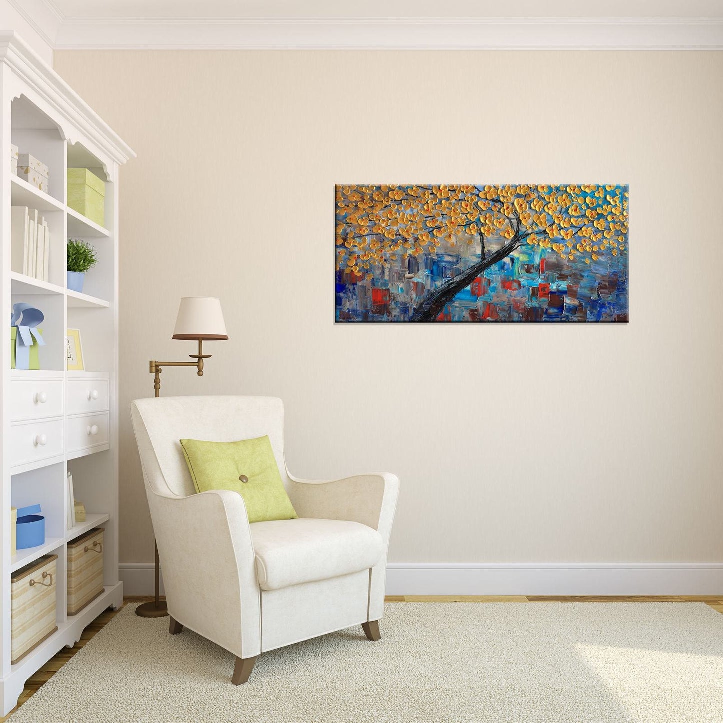 Abstract Flower Painting Modern Painting Original Art Wall Art Contemporary Wall Art Large Canvas Art Tree Painting Art Ready to Hang Framed