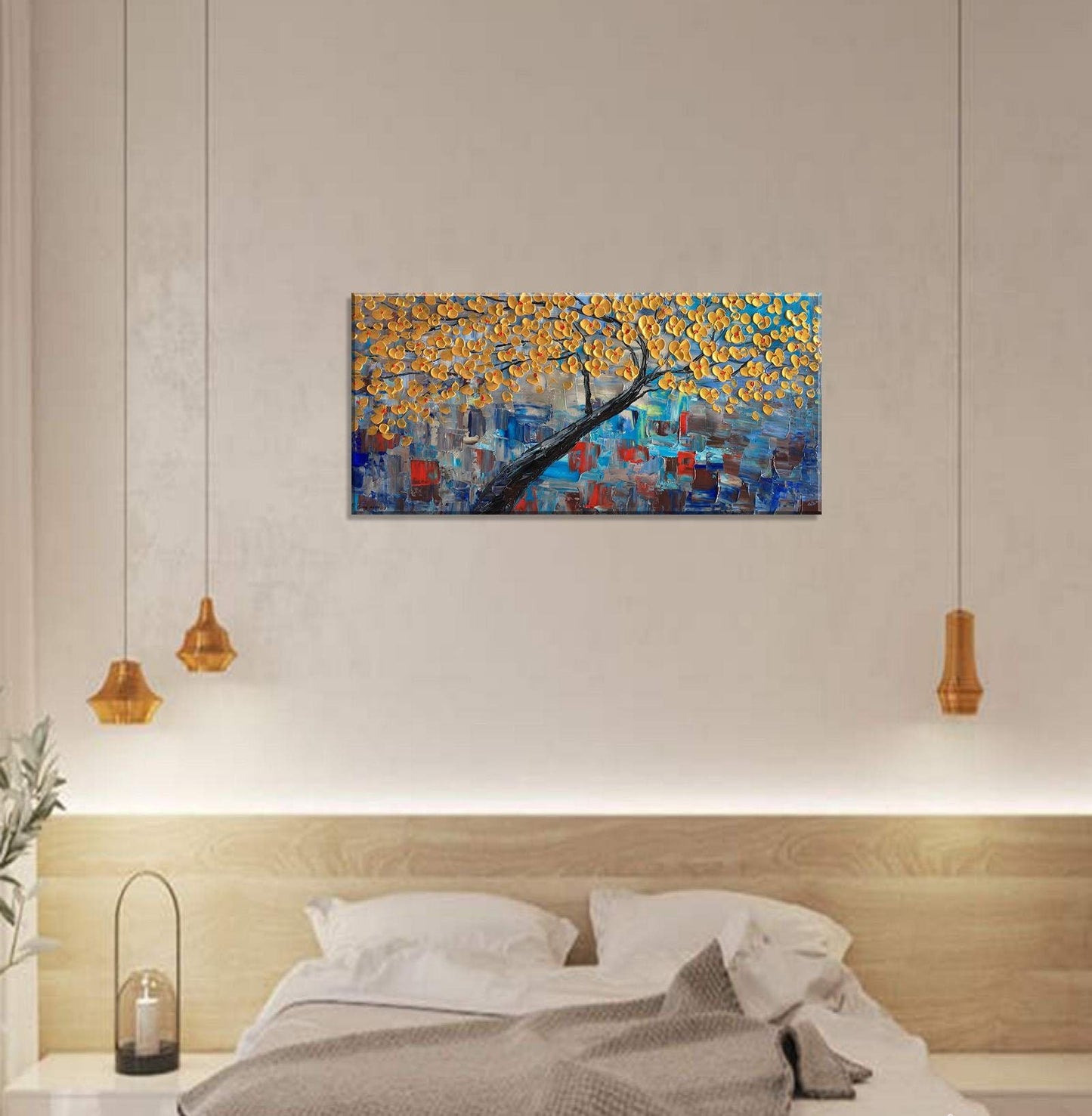 Abstract Flower Painting Modern Painting Original Art Wall Art Contemporary Wall Art Large Canvas Art Tree Painting Art Ready to Hang Framed