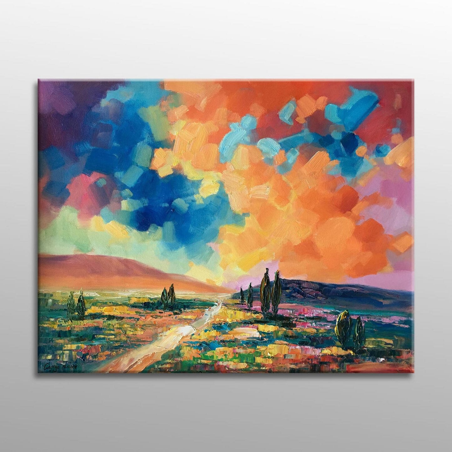 Original Landscape Oil Paintings: Large Abstract Art for Living Room | 32x40 inches - Large Abstract Painting, Canvas Wall Decor