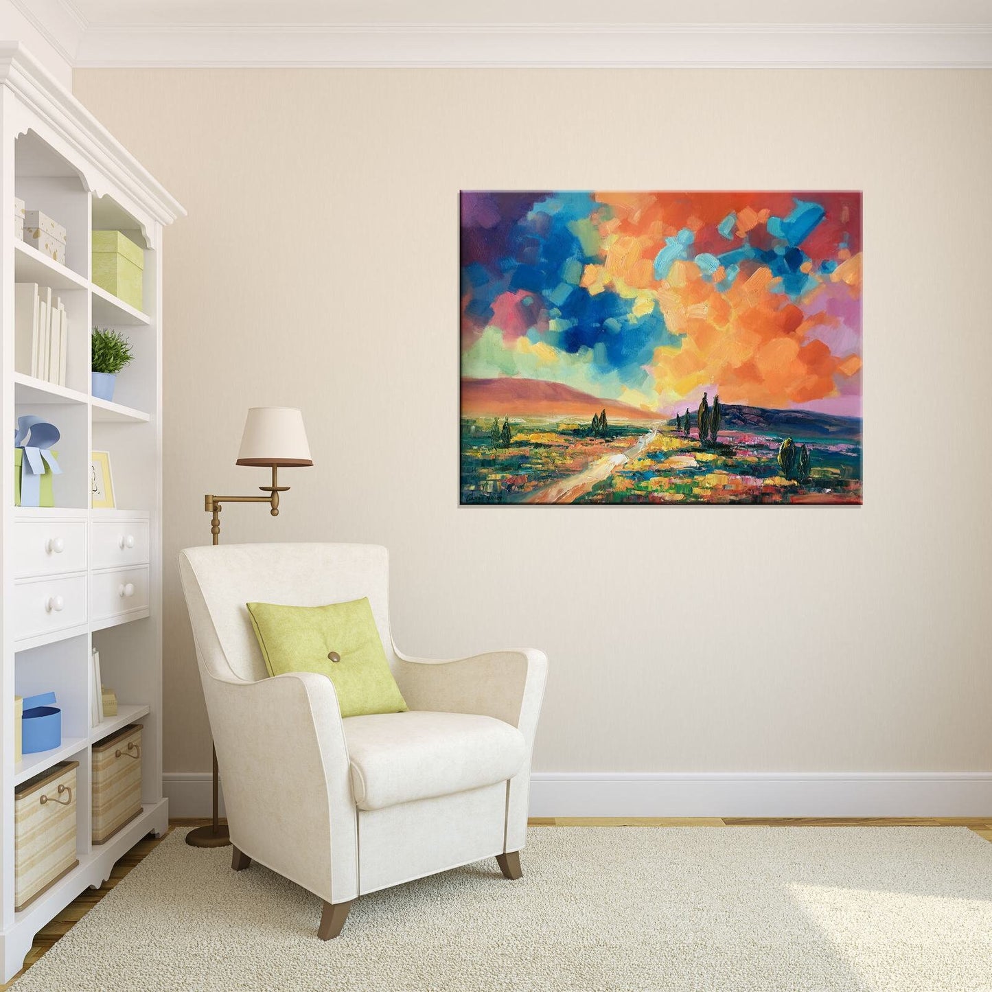 Original Landscape Oil Paintings: Large Abstract Art for Living Room | 32x40 inches - Large Abstract Painting, Canvas Wall Decor