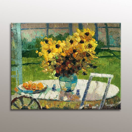 Large Sunflowers Oil Painting Flower Painting Abstract Art Canvas Wall Art Original Art Garden Painting Contemporary Art Canvas Painting