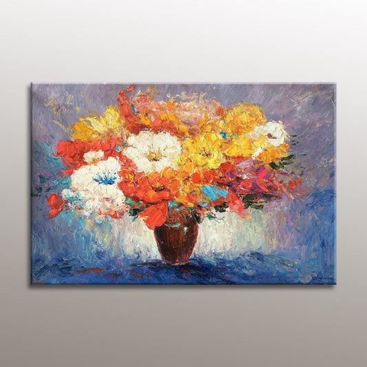 Floral Painting, Oil Painting Spring Flowers, Large Wall Art Canvas, Abstract Oil Painting, Abstract Canvas Painting, Living Room Wall Art