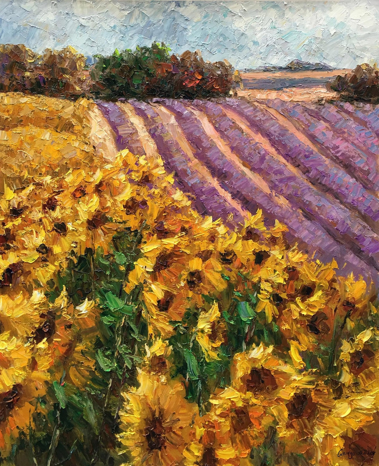 Sunflower Fields, Artwork, Oil Painting, Floral Painting, Extra Large Wall Art, Handmade Art, Contemporary Art, Texture Painting, Yellow Art