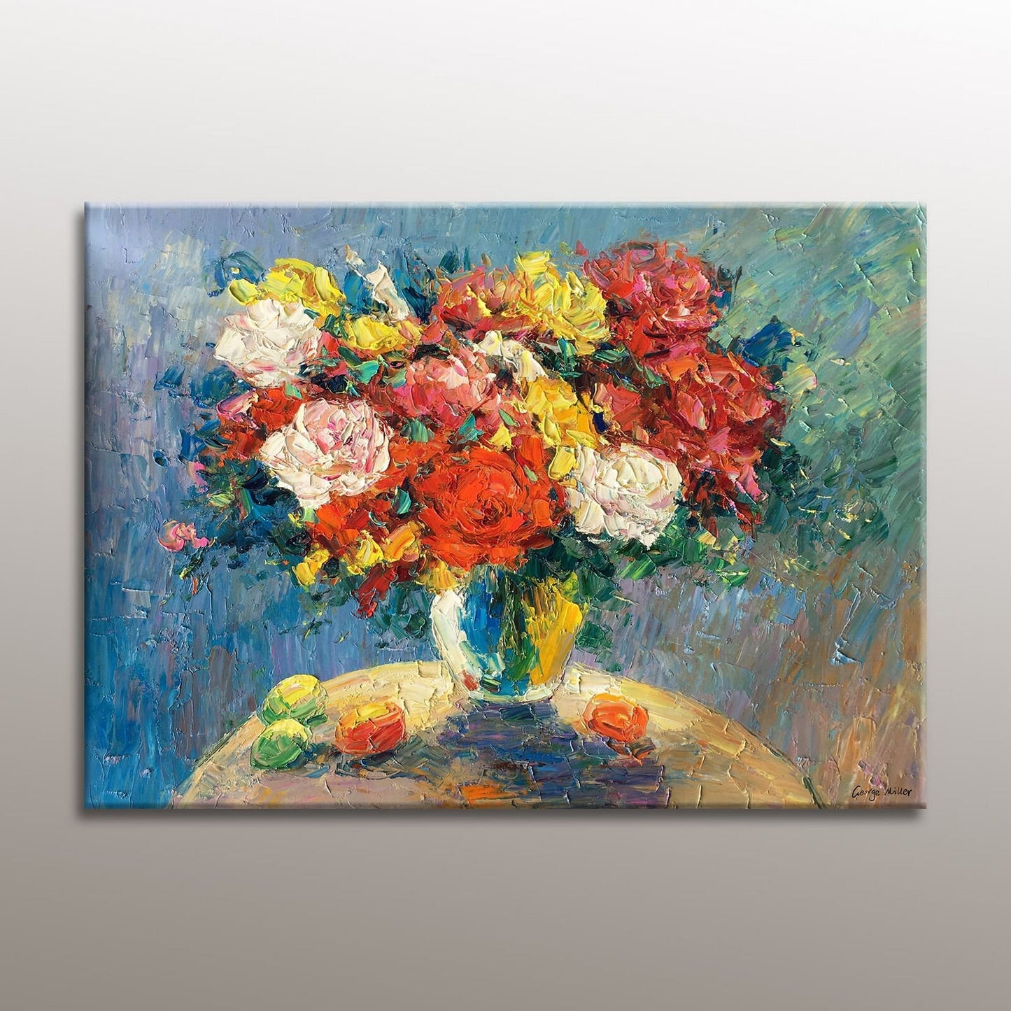 Abstract Spring Flowers - Large Canvas Art - Contemporary Wall Decor - Textured - Ready to Hang