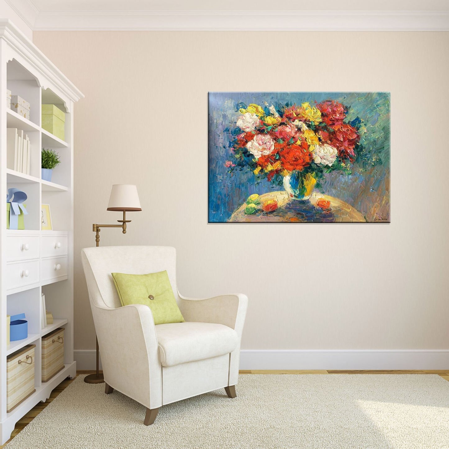 Abstract Spring Flowers - Large Canvas Art - Contemporary Wall Decor - Textured - Ready to Hang