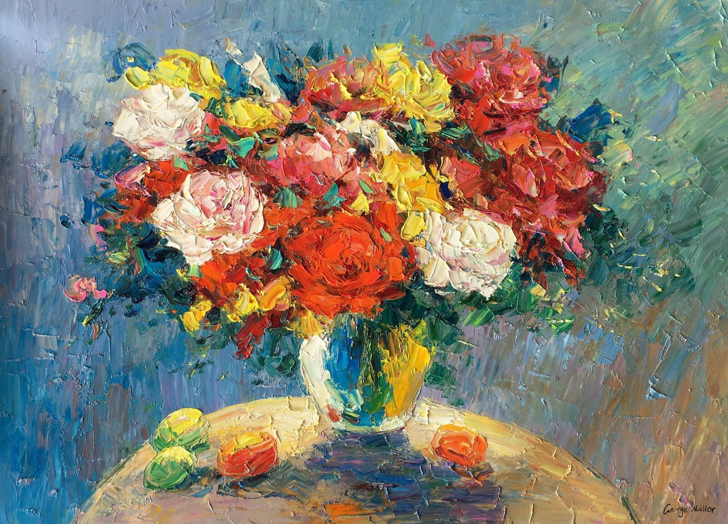 Abstract Spring Flowers - Large Canvas Art - Contemporary Wall Decor - Textured - Ready to Hang