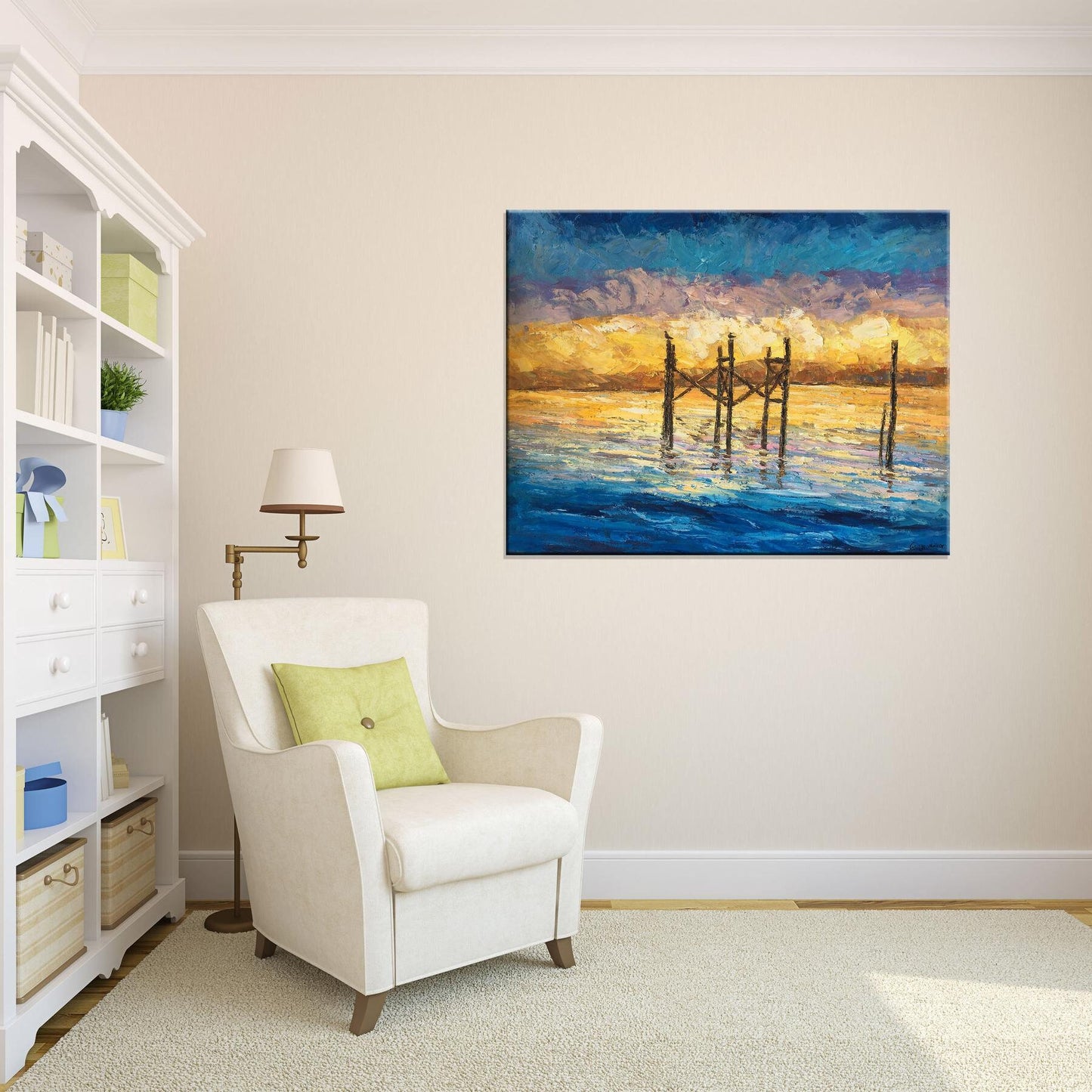 Sunrise By The Sea: Original Oil Painting | Oversized Seascape Art | 32x40, Seascape Oil Painting, Oversized Painting, Handmade
