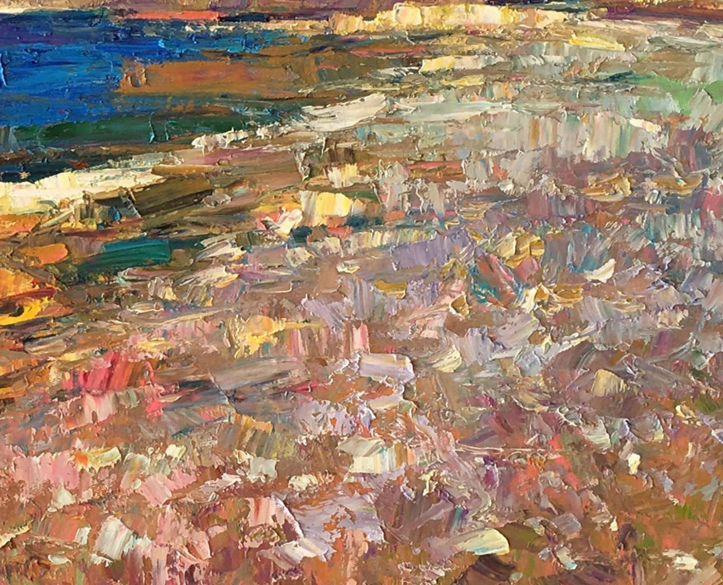 Sea Cliffs and Beach: Original Oil Painting | Oversized Canvas Art | 32x40, Handmade Painting, Modern Wall Art, Heavy Textured Art