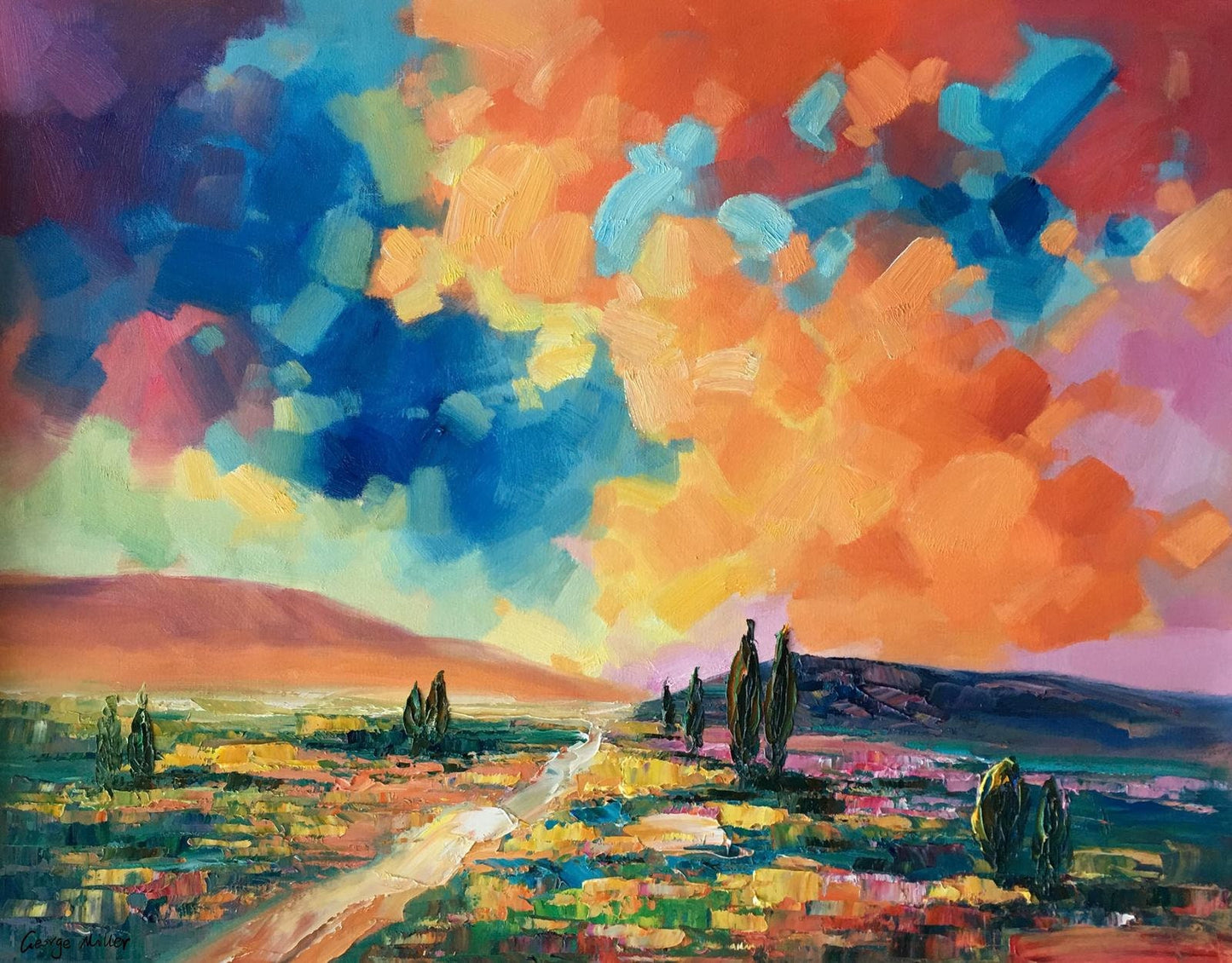 Original Landscape Oil Paintings: Large Abstract Art for Living Room | 32x40 inches - Large Abstract Painting, Canvas Wall Decor