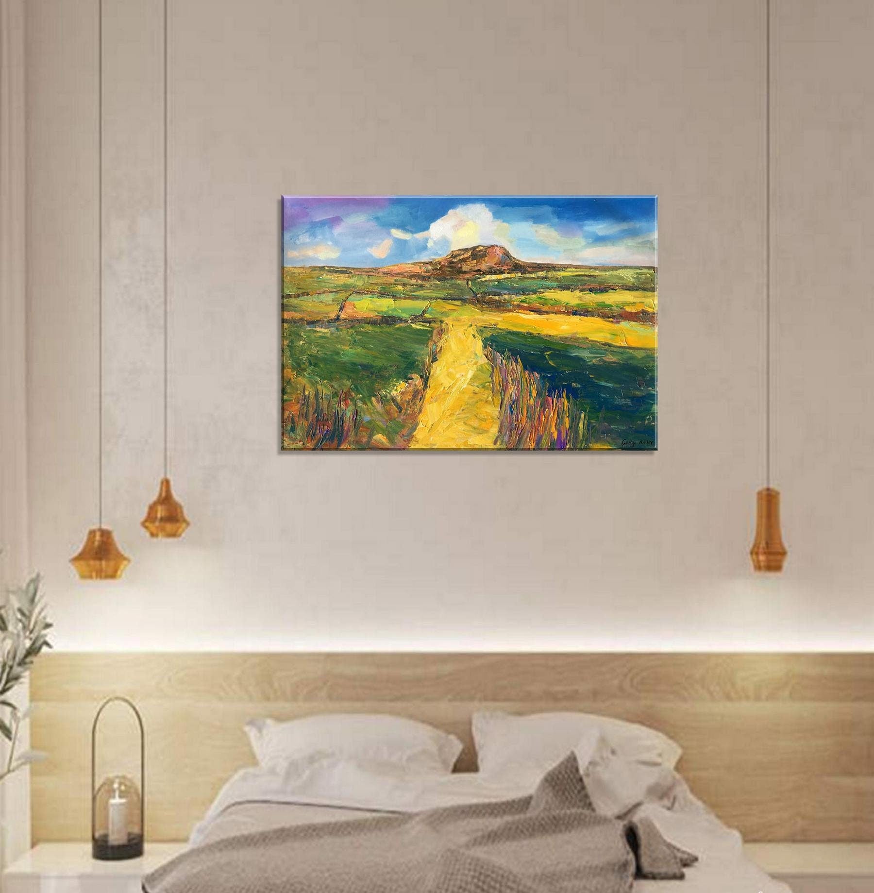 Landscape Painting, Oil Painting Landscape, Large Abstract Art, Contemporary Art, Abstract Canvas Art, Wall Decor, Tuscany Landscape, Green