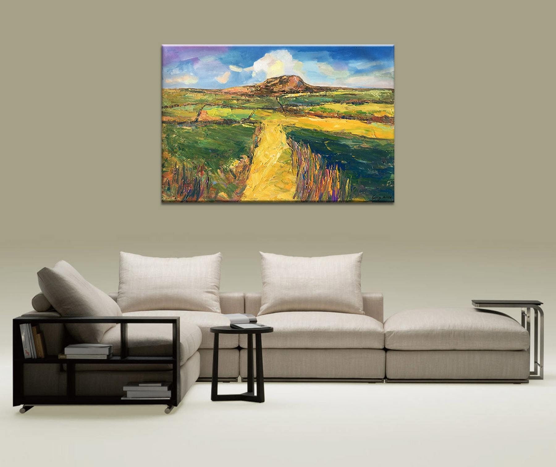 Landscape Painting, Oil Painting Landscape, Large Abstract Art, Contemporary Art, Abstract Canvas Art, Wall Decor, Tuscany Landscape, Green