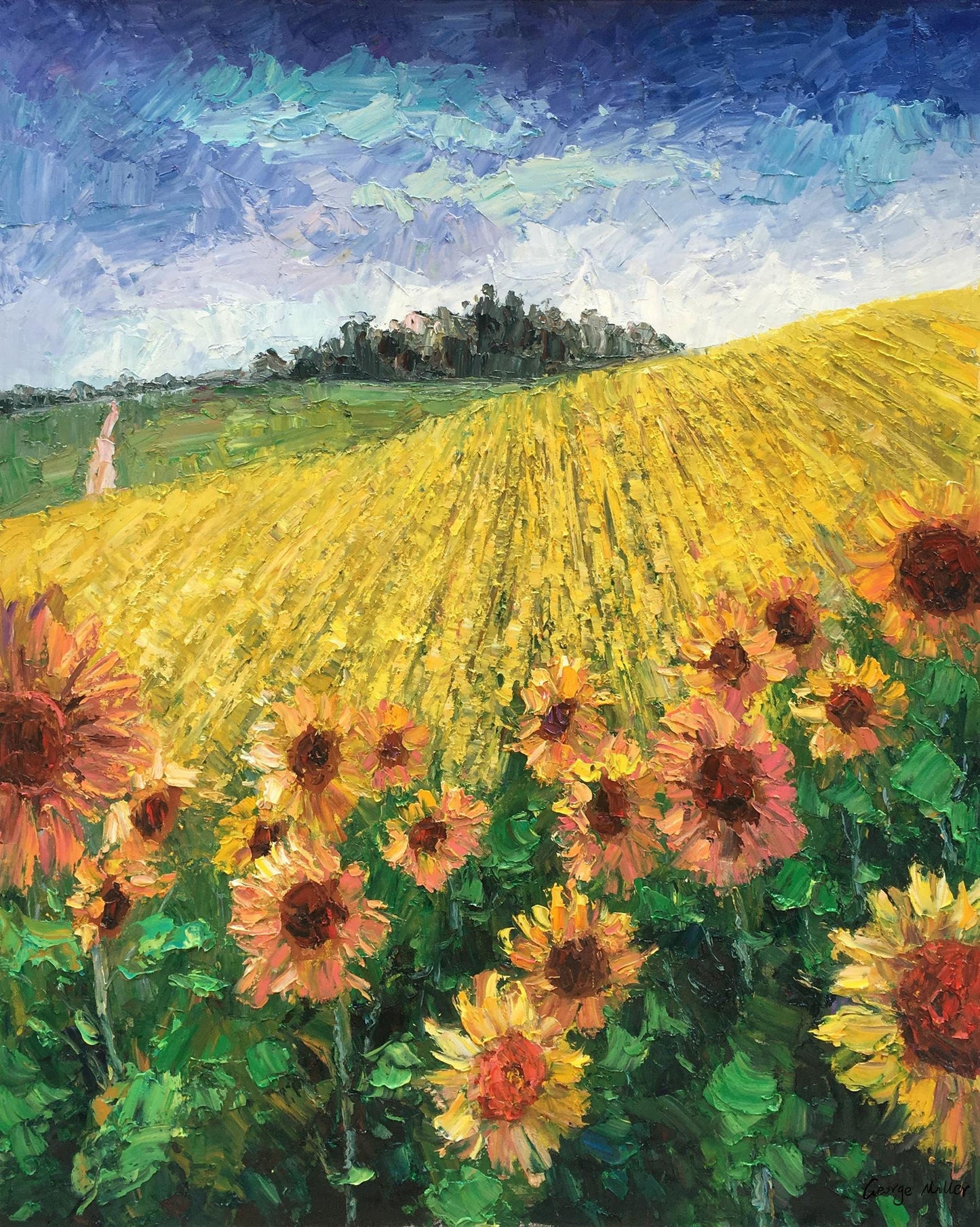 Original Landscape Oil Painting Provence Sunflower Fields, Large Canvas Art, Abstract Painting, Canvas Art, Contemporary Painting, Large Art