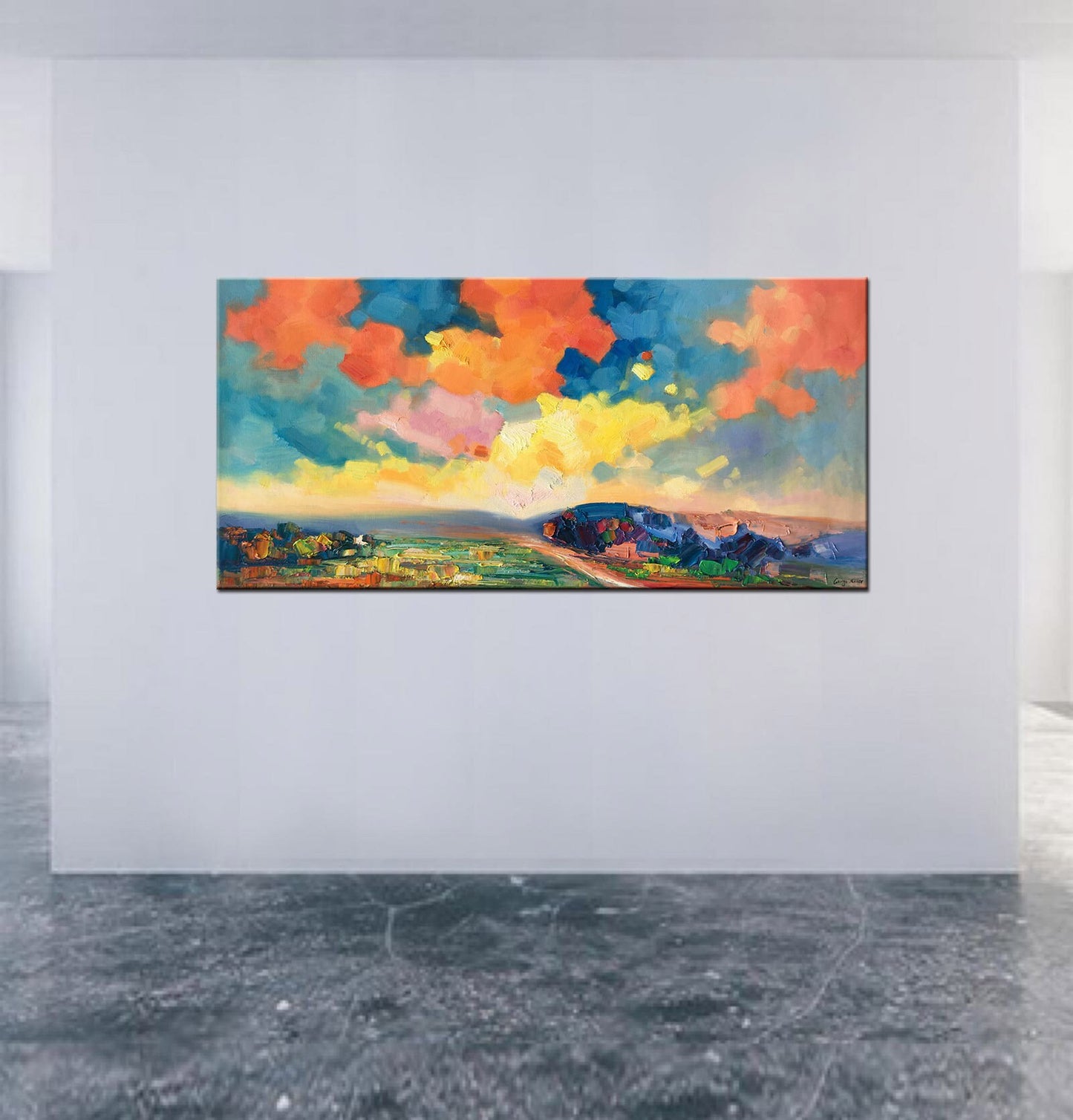 Original Abstract Landcape Painting, Abstract Landscape, Oversized Paintings On Canvas, Handmade Painting, Contemporary, Impasto Painting
