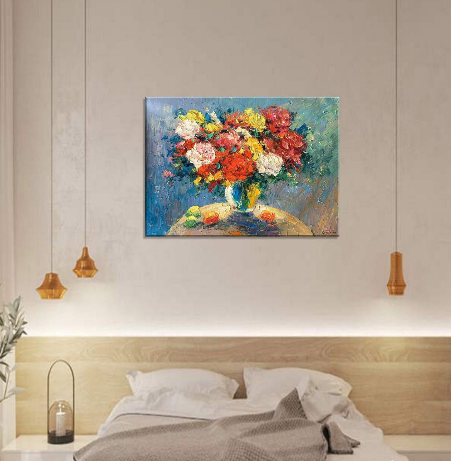 Abstract Spring Flowers - Large Canvas Art - Contemporary Wall Decor - Textured - Ready to Hang