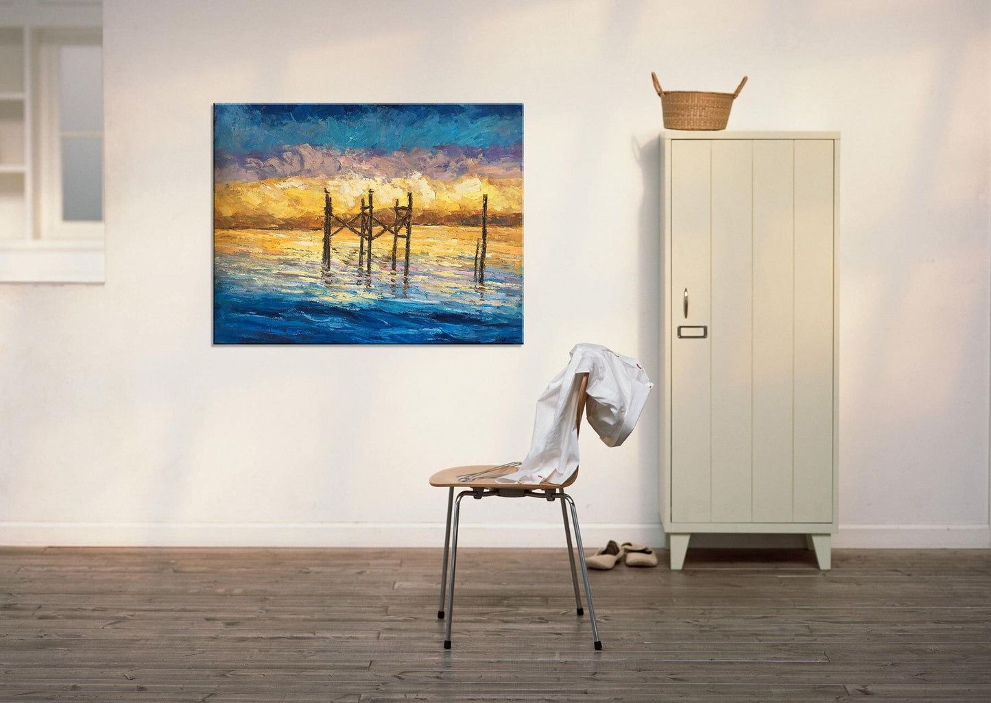 Sunrise By The Sea: Original Oil Painting | Oversized Seascape Art | 32x40, Seascape Oil Painting, Oversized Painting, Handmade