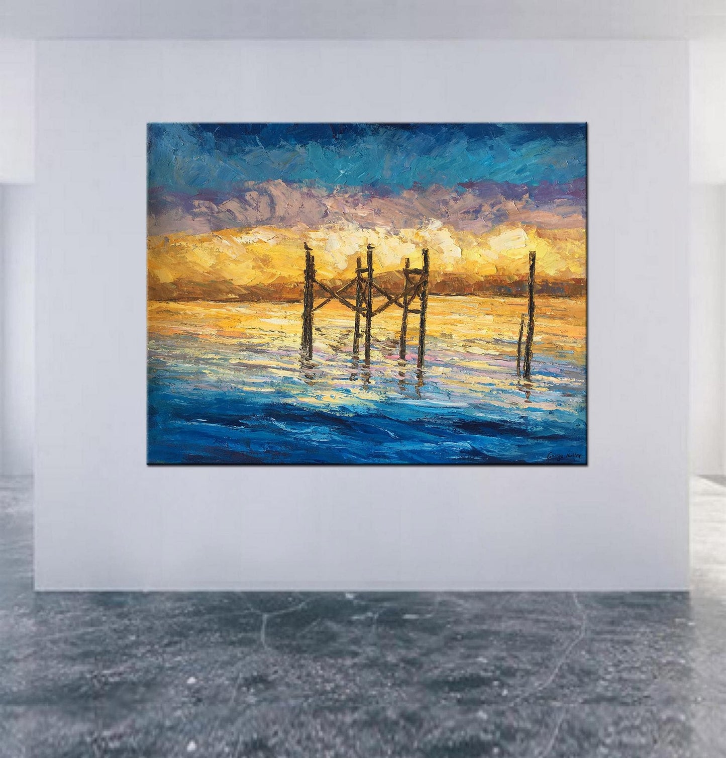 Sunrise By The Sea: Original Oil Painting | Oversized Seascape Art | 32x40, Seascape Oil Painting, Oversized Painting, Handmade