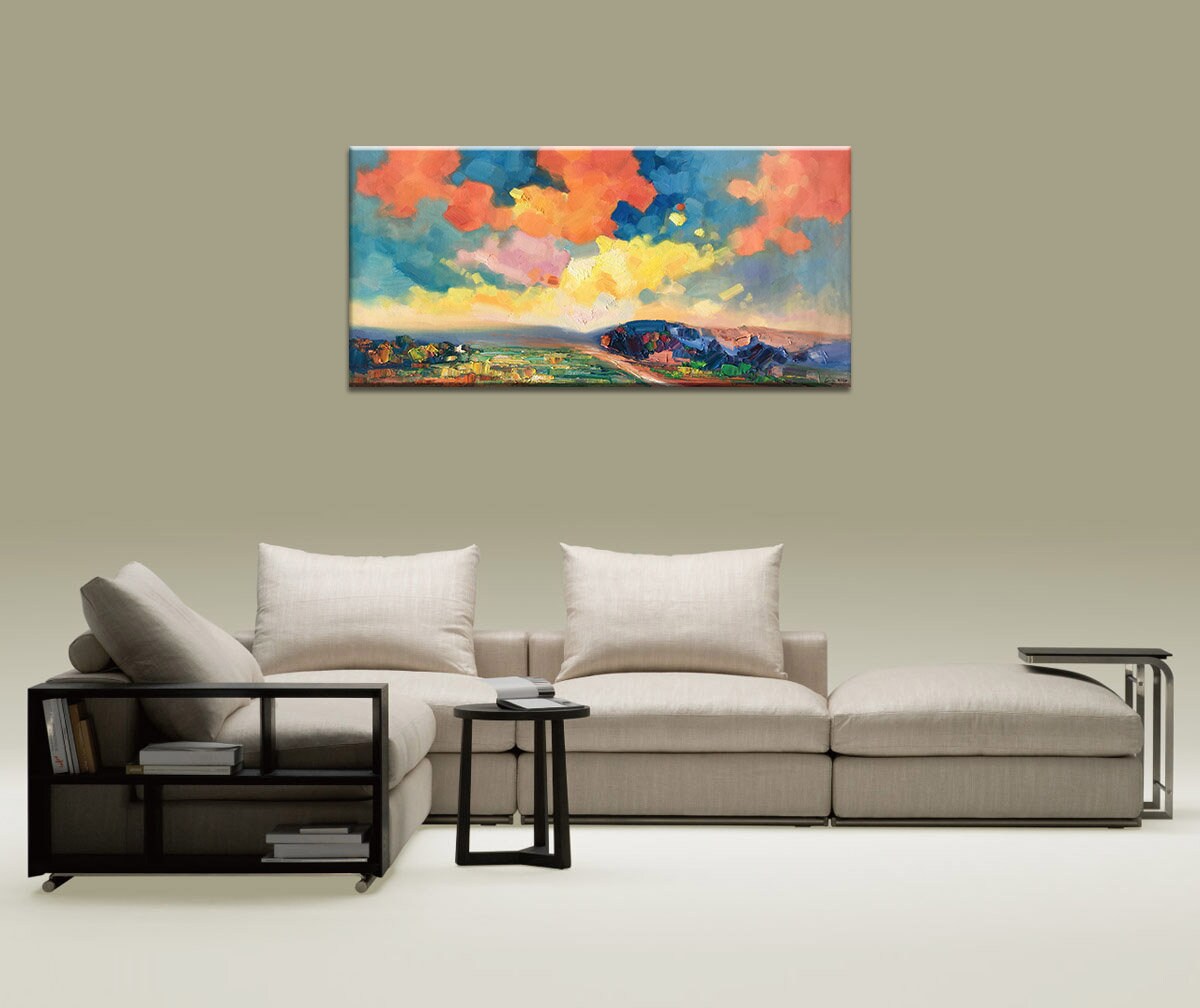 Original Abstract Landcape Painting, Abstract Landscape, Oversized Paintings On Canvas, Handmade Painting, Contemporary, Impasto Painting