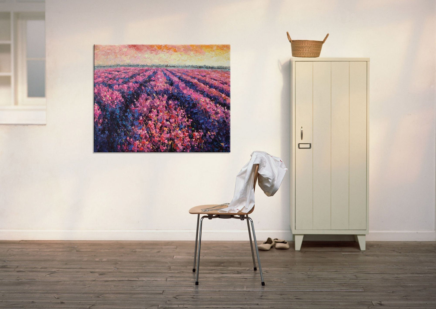 Large Oil Painting Provence Lavender Fields, Wall Decor, Abstract Canvas Painting, Landscape Painting, Landscape Painting, Living Room Art
