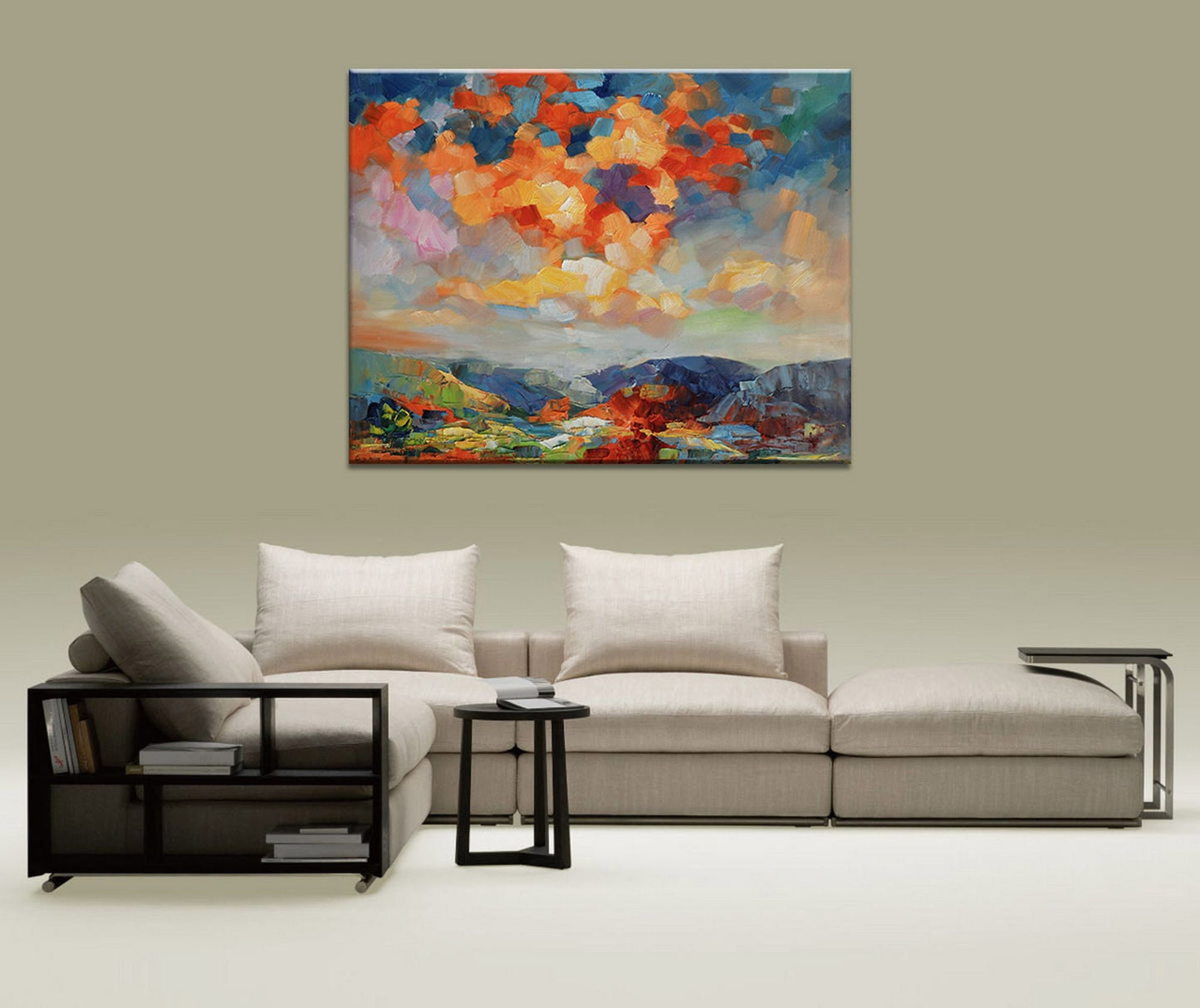 Large Oil Painting Landscape, Abstract Painting, Tuscany Sunset, Contemporary Painting, Original Landscape Painting, Abstract Art Wall Decor