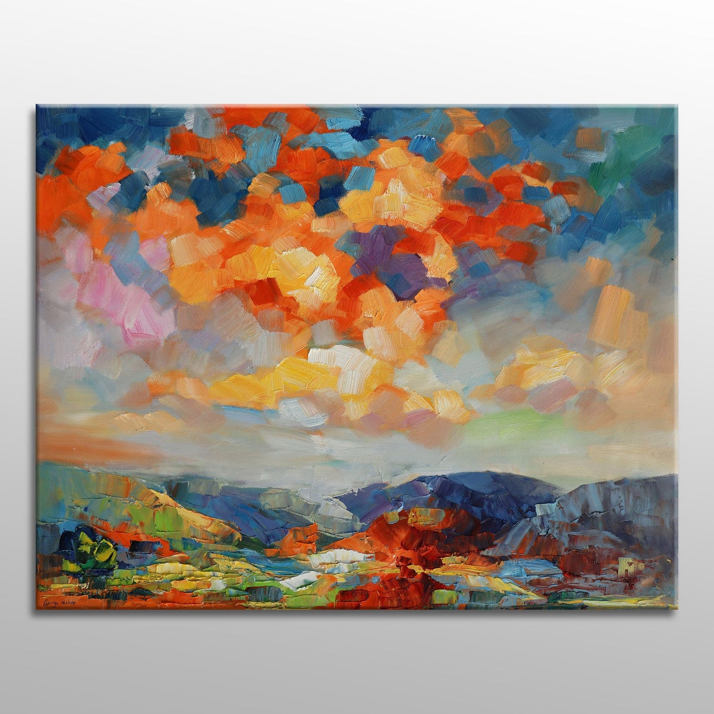 Large Oil Painting Landscape, Abstract Painting, Tuscany Sunset, Contemporary Painting, Original Landscape Painting, Abstract Art Wall Decor