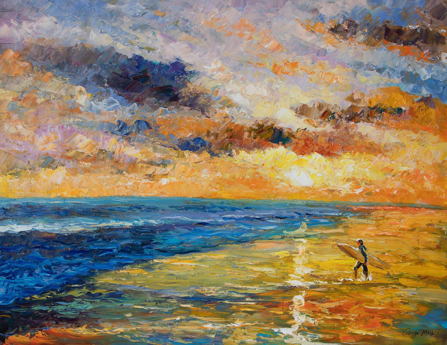 Oil Painting Seascape, Beach at Dawn, Contemporary Art, Original Painting, Large Canvas Art, Abstract Canvas Painting, Living Room Wall Art