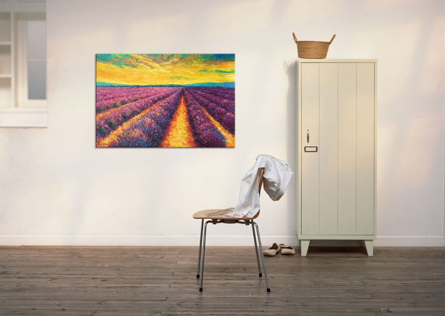 Provence Lavender Fields Landscape Oil Painting, Fine Art, Paintings On Canvas,Oversized Painting, Handmade Painting, Contemporary Art