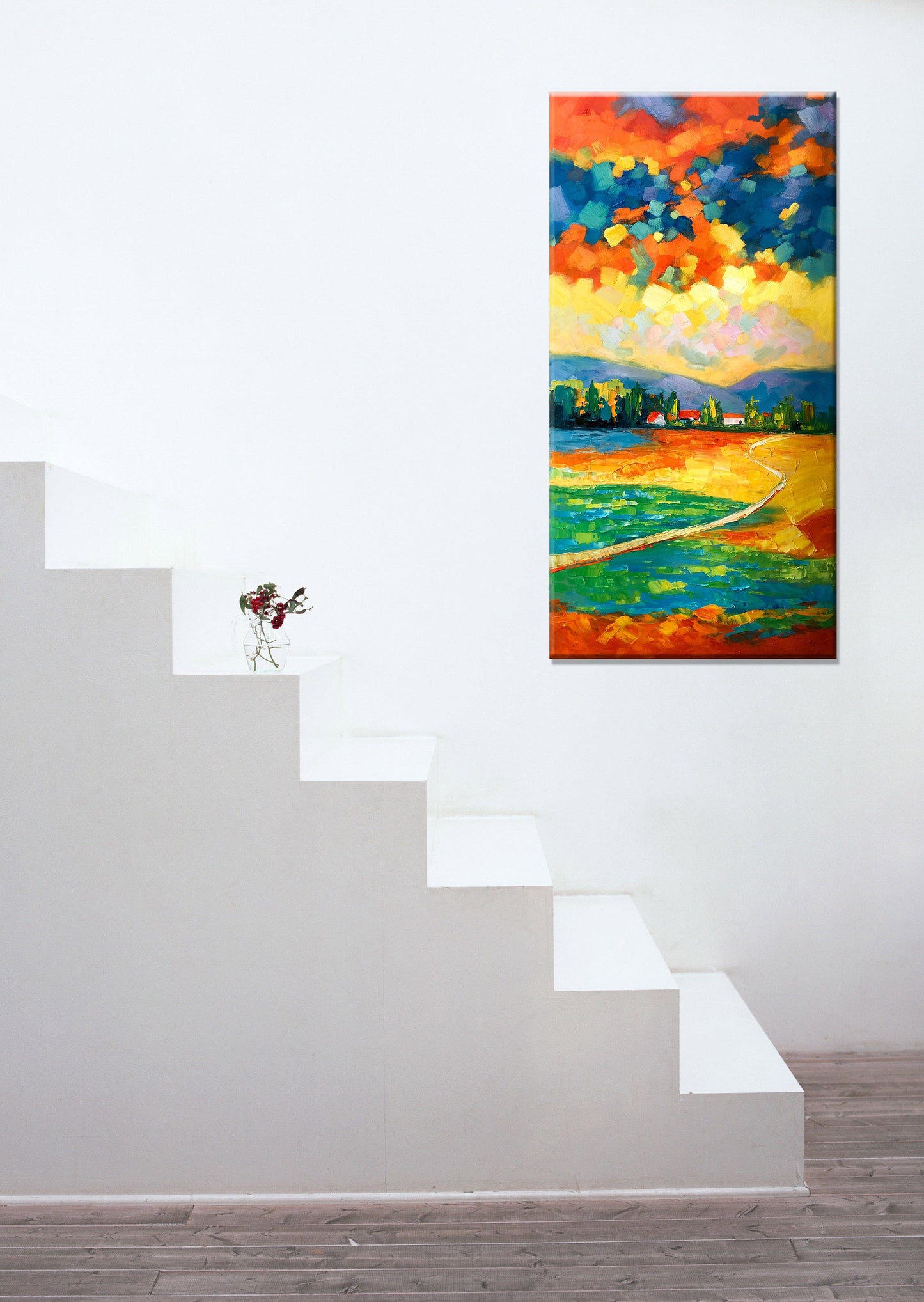 Oil Painting Abstract Landscape Italian Tuscany, Original Abstract Painting, Large Canvas Art, Large Wall Decor, Abstract Landscape Painting