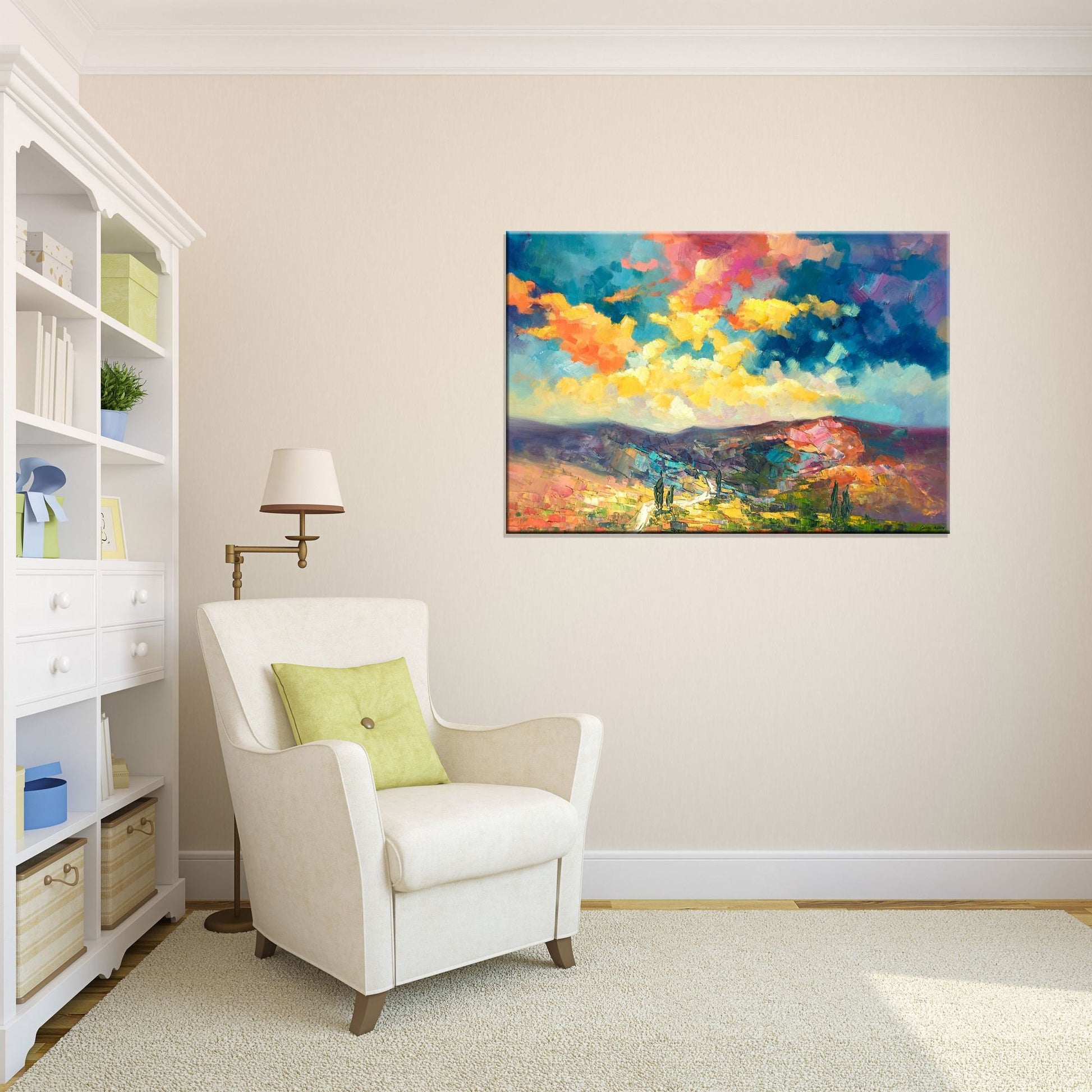 Large Landscape Painting, Original Oil Painting, Wall Decor, Painting Abstract, Living Room Decor, Large Canvas Painting, Canvas Art