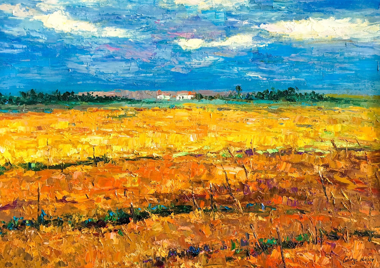Landscape Oil Paintings Autumn Wheat Fields, Large Art, Wall Art, Abstract Painting, Abstract Canvas Art, Contemporary Painting, Wall Decor