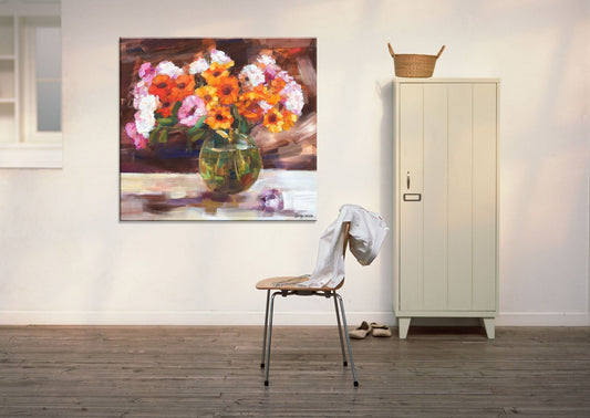 Flower Painting, Oil Painting, Canvas Art, Oil Painting Flower, Palette Knife Painting, Wall Art, Garden Painting, Large Abstract Painting