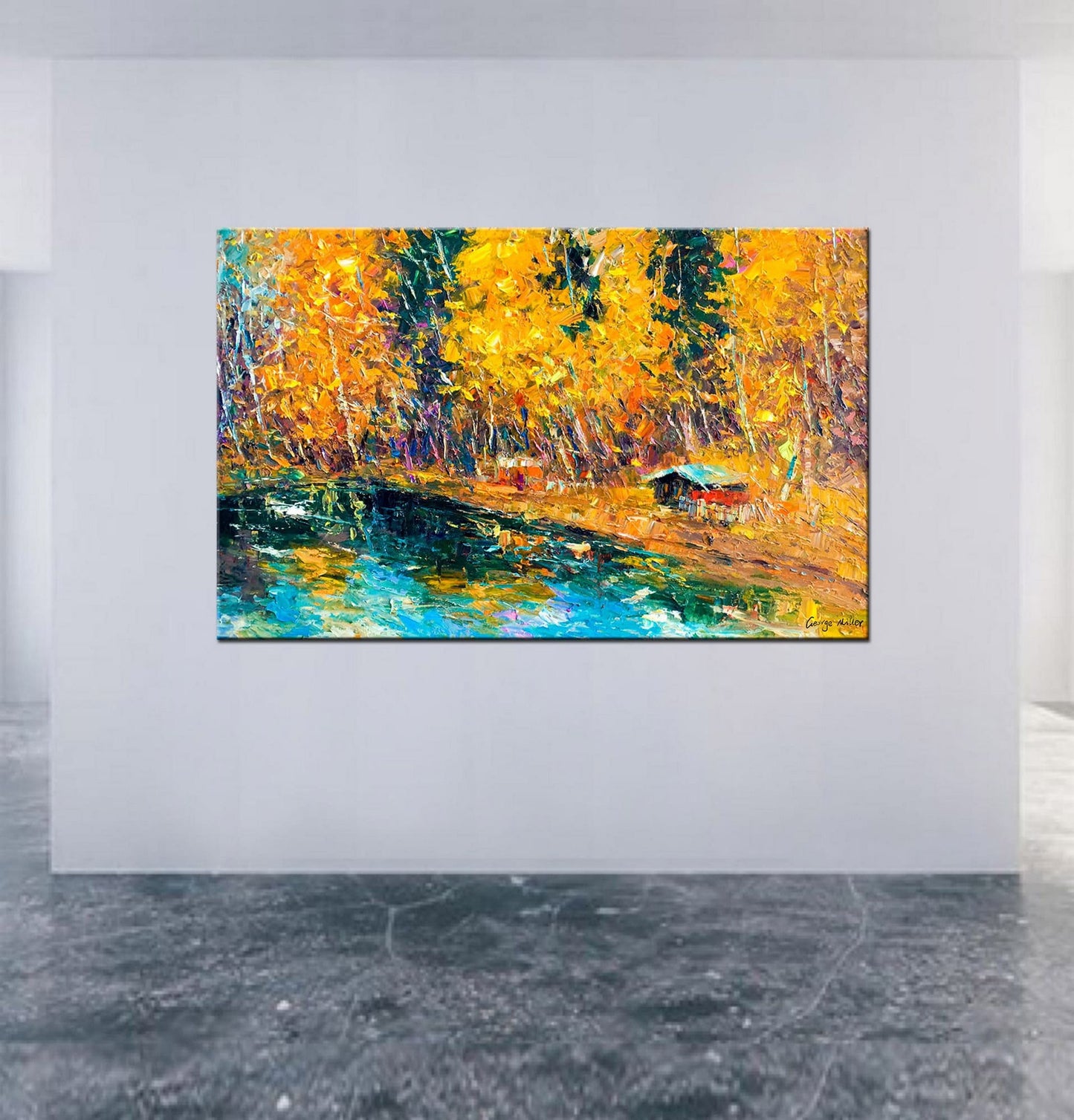 Landscape Oil Painting Autumn Forest, Canvas Art, Canvas Wall Decor, Large Landscape Painting, Contemporary Art, Original Painting Large Art