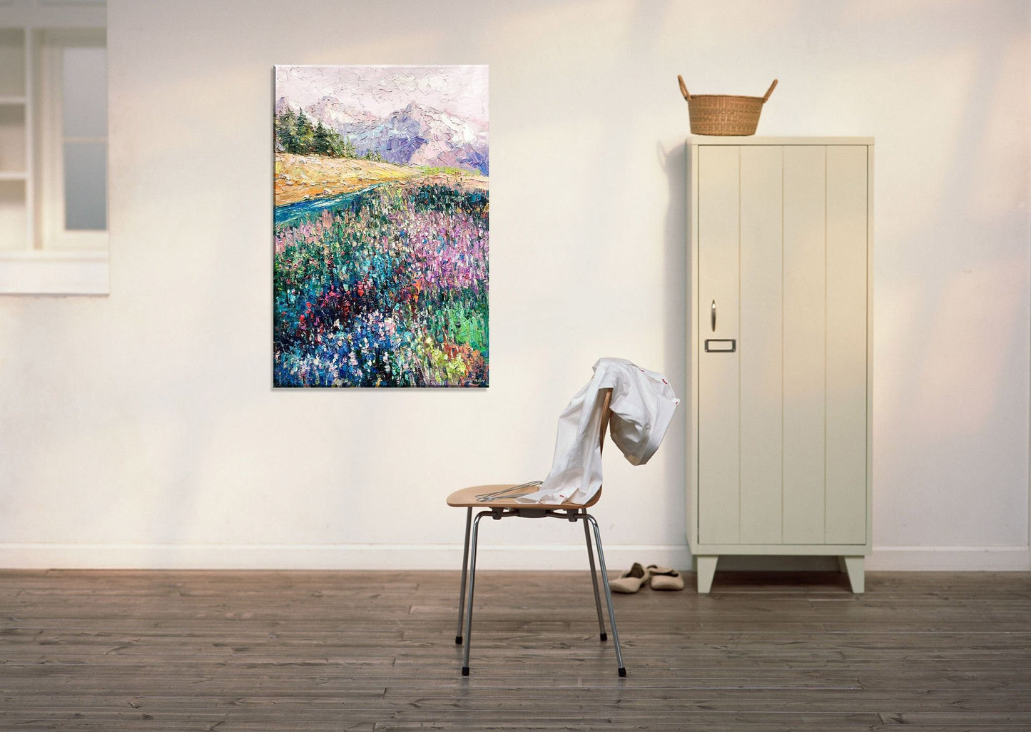 Landscape Oil Painting Spring by the Mountain, Oil Painting Abstract, Large Canvas Art, Large Wall Art Painting, Original Painting Knife Art