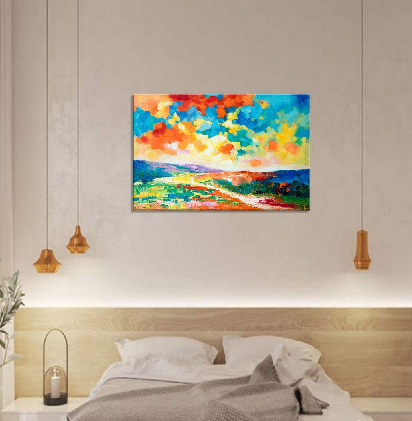 Large Abstract Landscape Oil Painting, Wall Art, Oil On Canvas Painting, Landscape Wall Art, Oversized Paintings On Canvas, Handmade Art