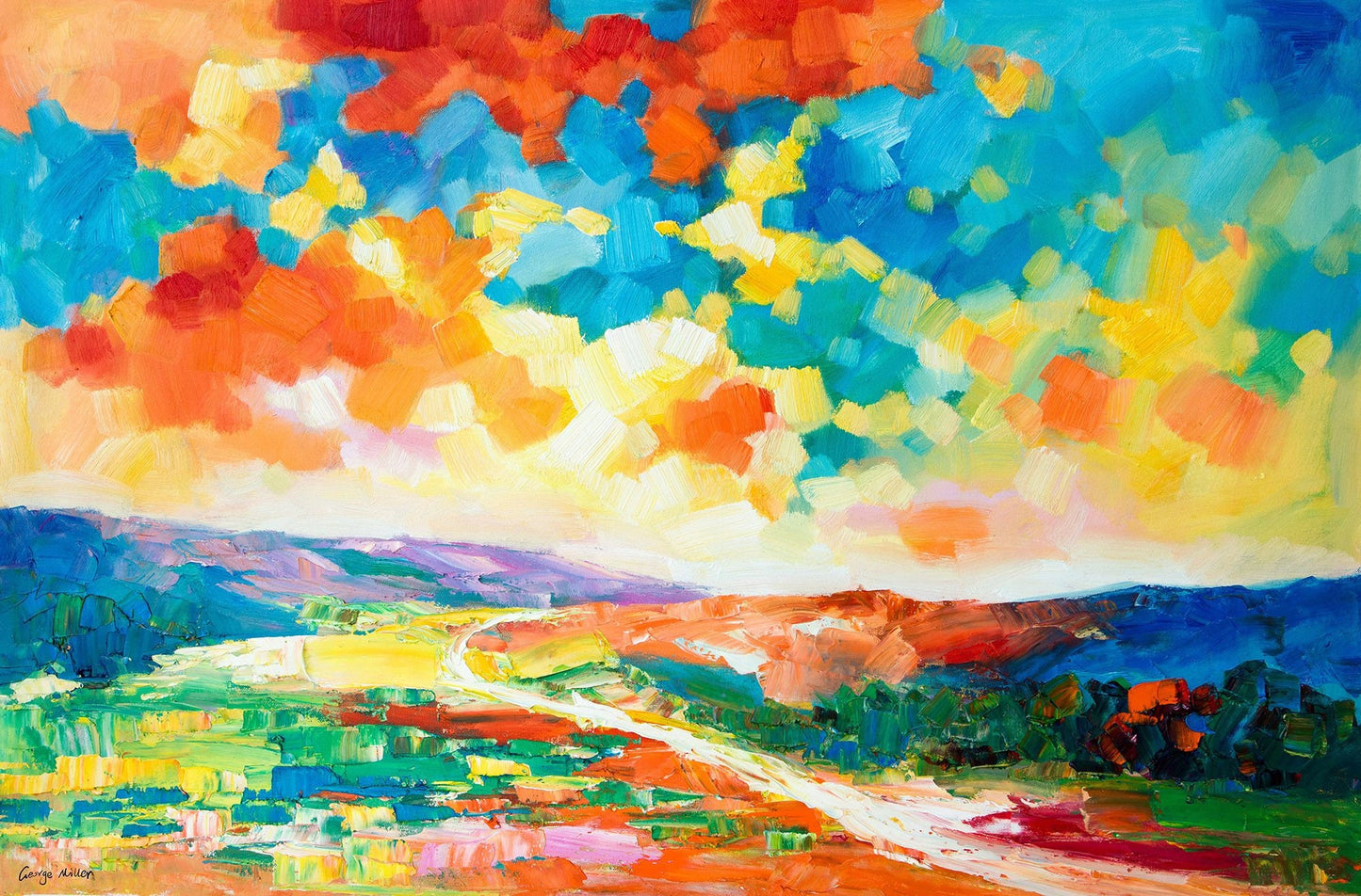 Large Abstract Landscape Oil Painting, Wall Art, Oil On Canvas Painting, Landscape Wall Art, Oversized Paintings On Canvas, Handmade Art