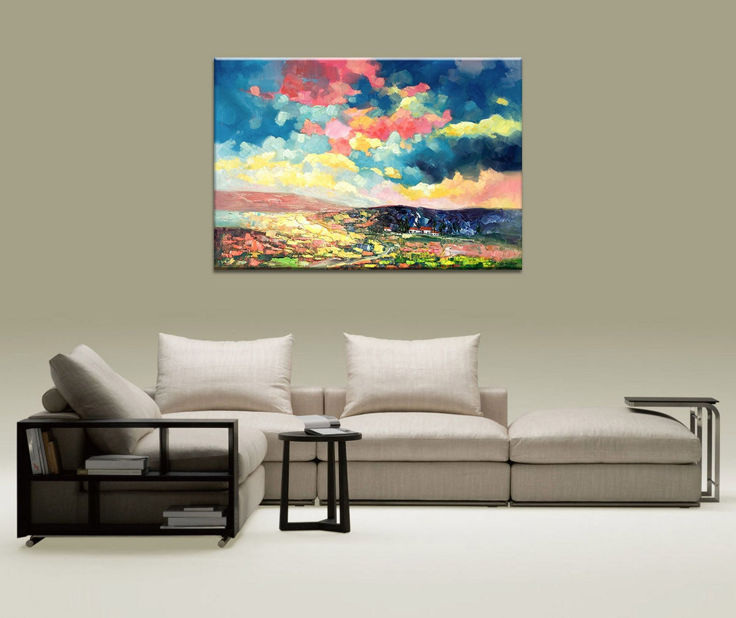 Italian Tuscany Abstract Landscape Oil Painting, Canvas Art, Oil Painting, Landscape Wall Art, Large Canvas Art, Handmade, Contemporary Art