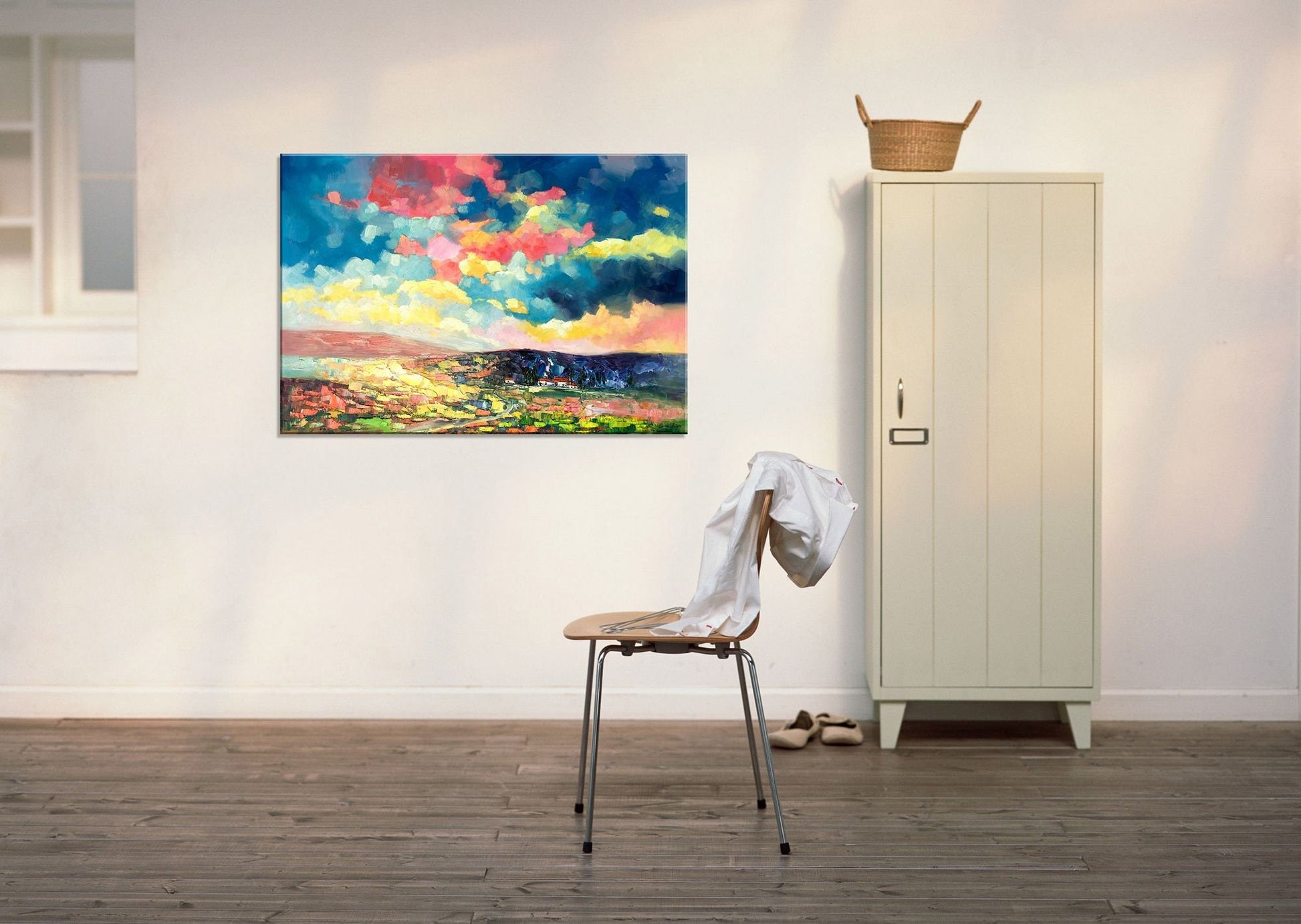 Italian Tuscany Abstract Landscape Oil Painting, Canvas Art, Oil Painting, Landscape Wall Art, Large Canvas Art, Handmade, Contemporary Art