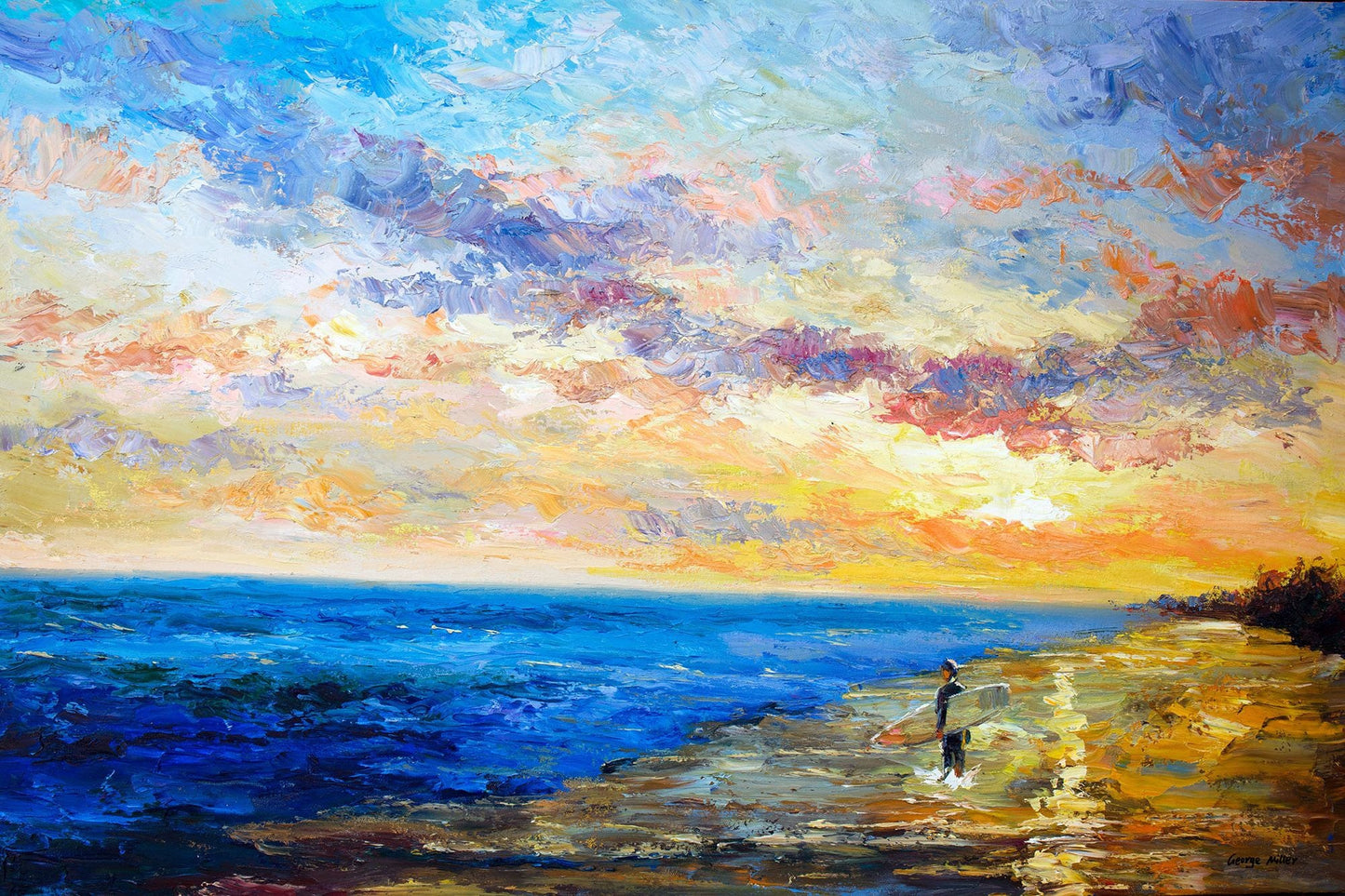 Large Oil Painting, Contemporary Painting, Wall Decor, Large Abstract Painting, Canvas Art, Painting Abstract, Seascape Oil Painting Sunrise