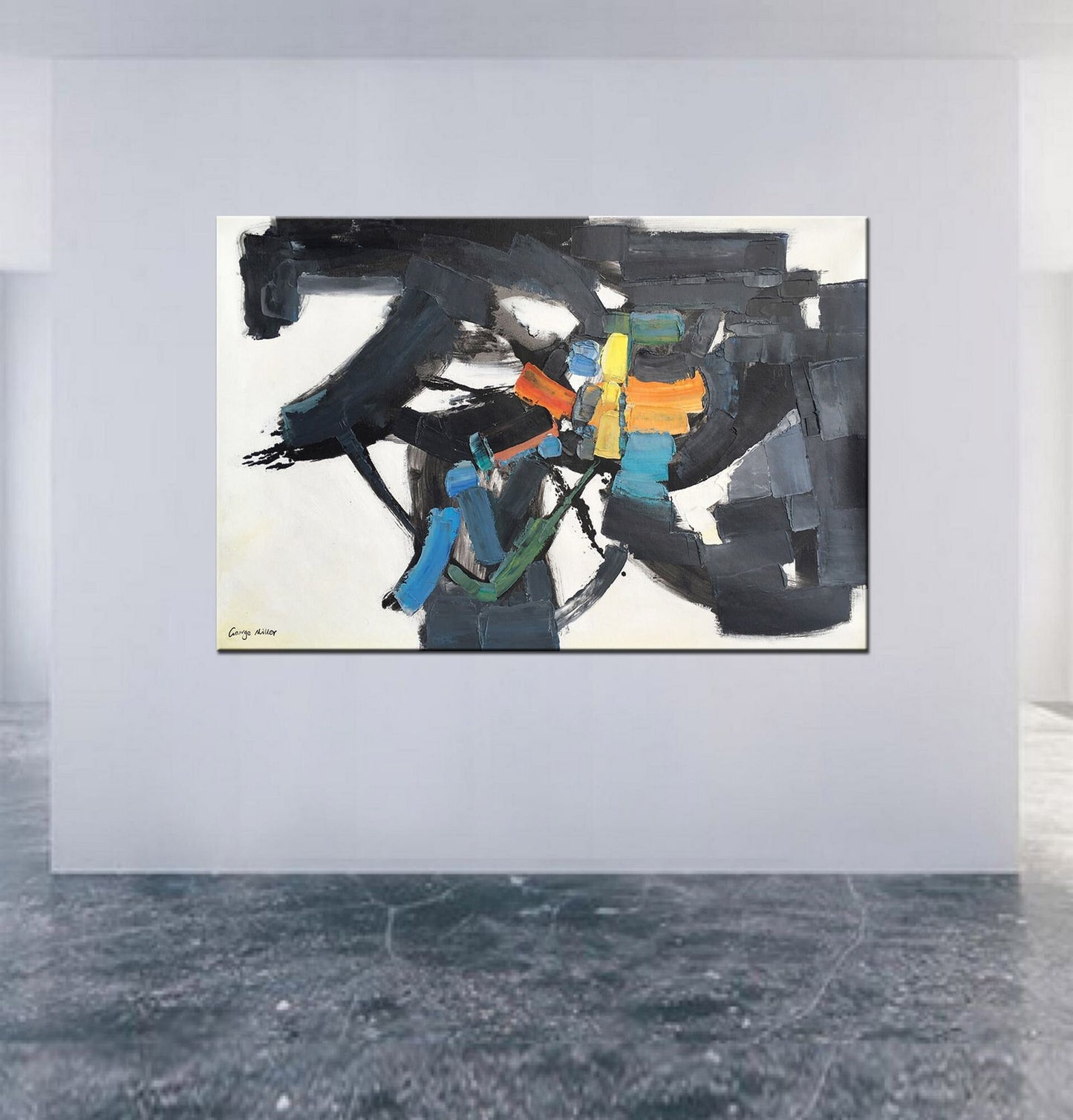 Large Black and White Canvas Art, Modern Painting, Rustic Wall Decor, Large Oil Painting, Original Art, Bedroom Wall Decor, Abstract Art
