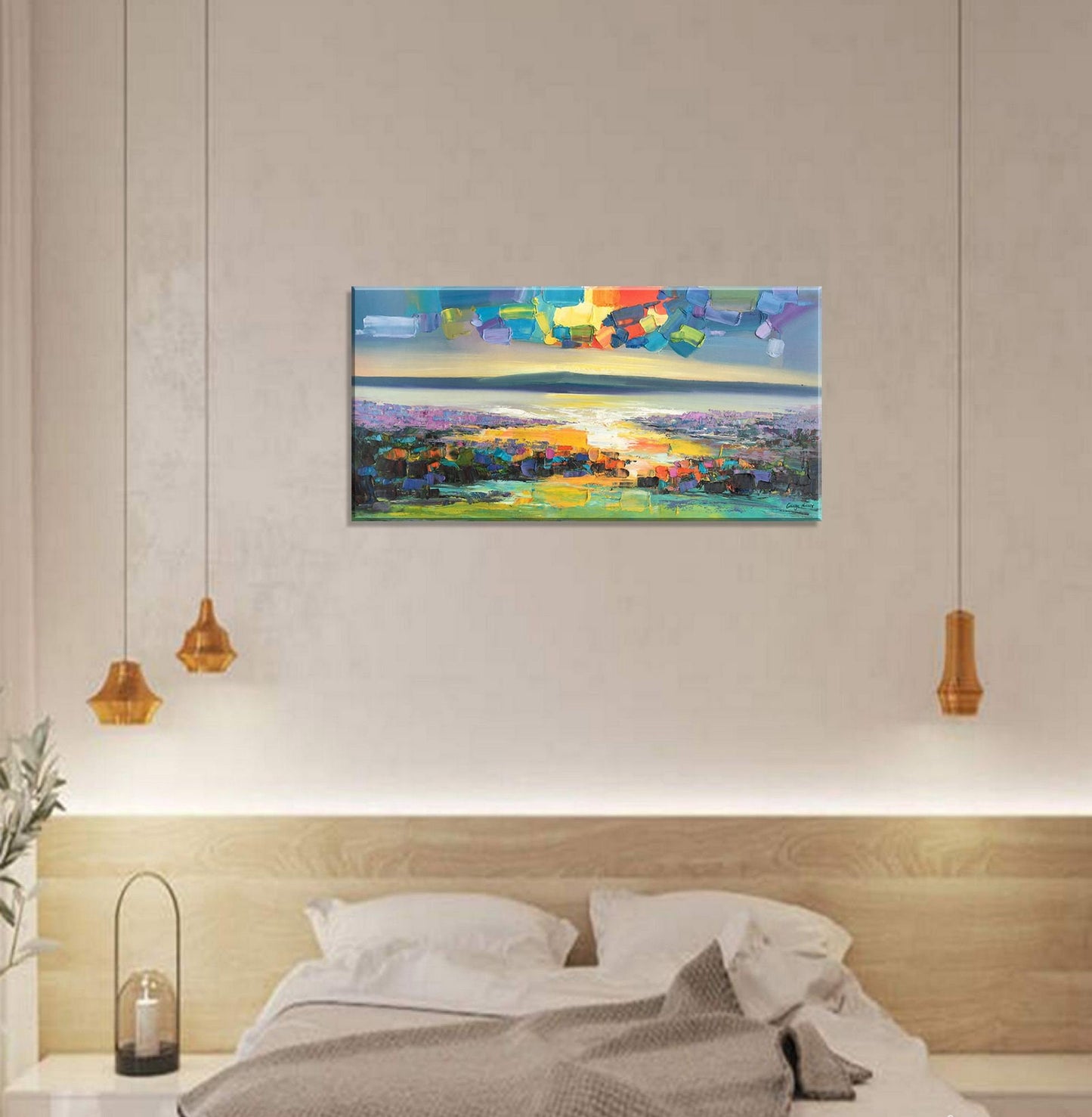 Large Landscape Oil Painting Abstract Landscape Art, Original Artwork, Canvas Painting, Canvas Wall Decor, Large Painting, Kitchen Wall Art