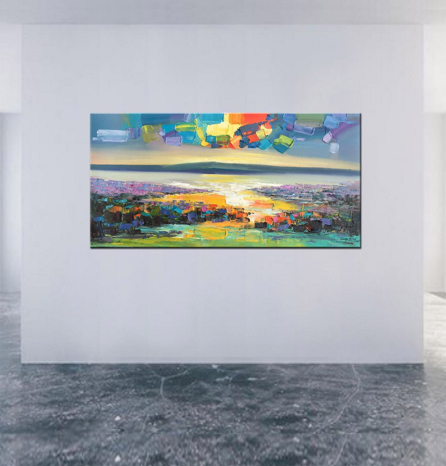 Large Landscape Oil Painting Abstract Landscape Art, Original Artwork, Canvas Painting, Canvas Wall Decor, Large Painting, Kitchen Wall Art