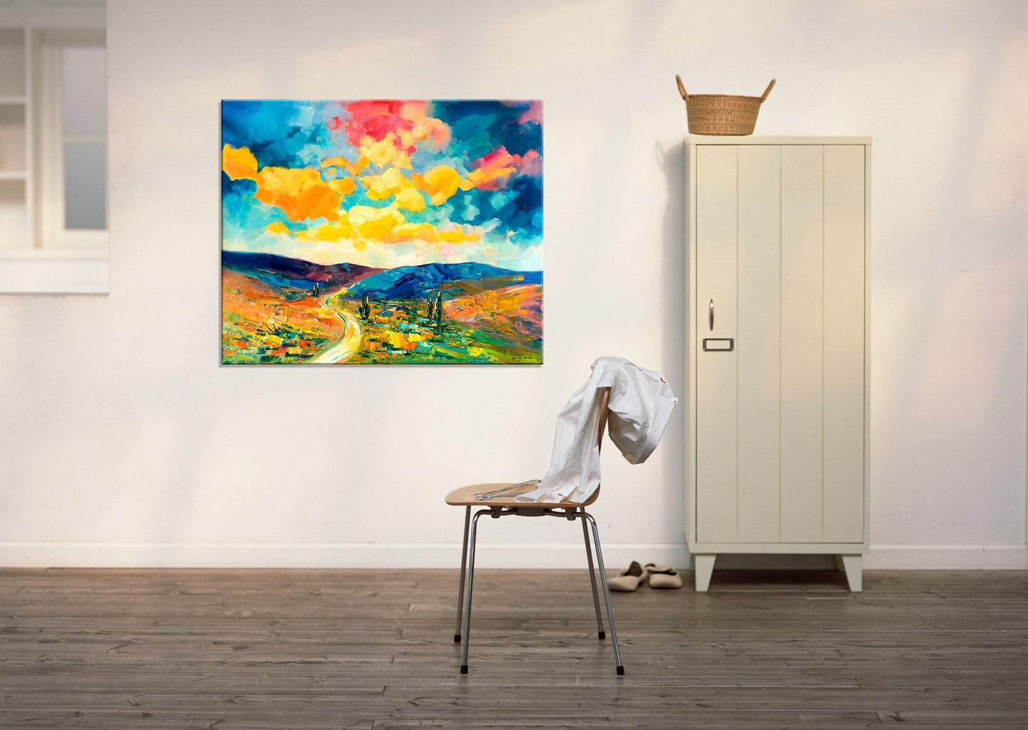 Abstract Landscape Oil Painting, Fine Art, Paintings On Canvas, Landscape Painting, Oversized Painting, Handmade Art, Rustic Oil Painting