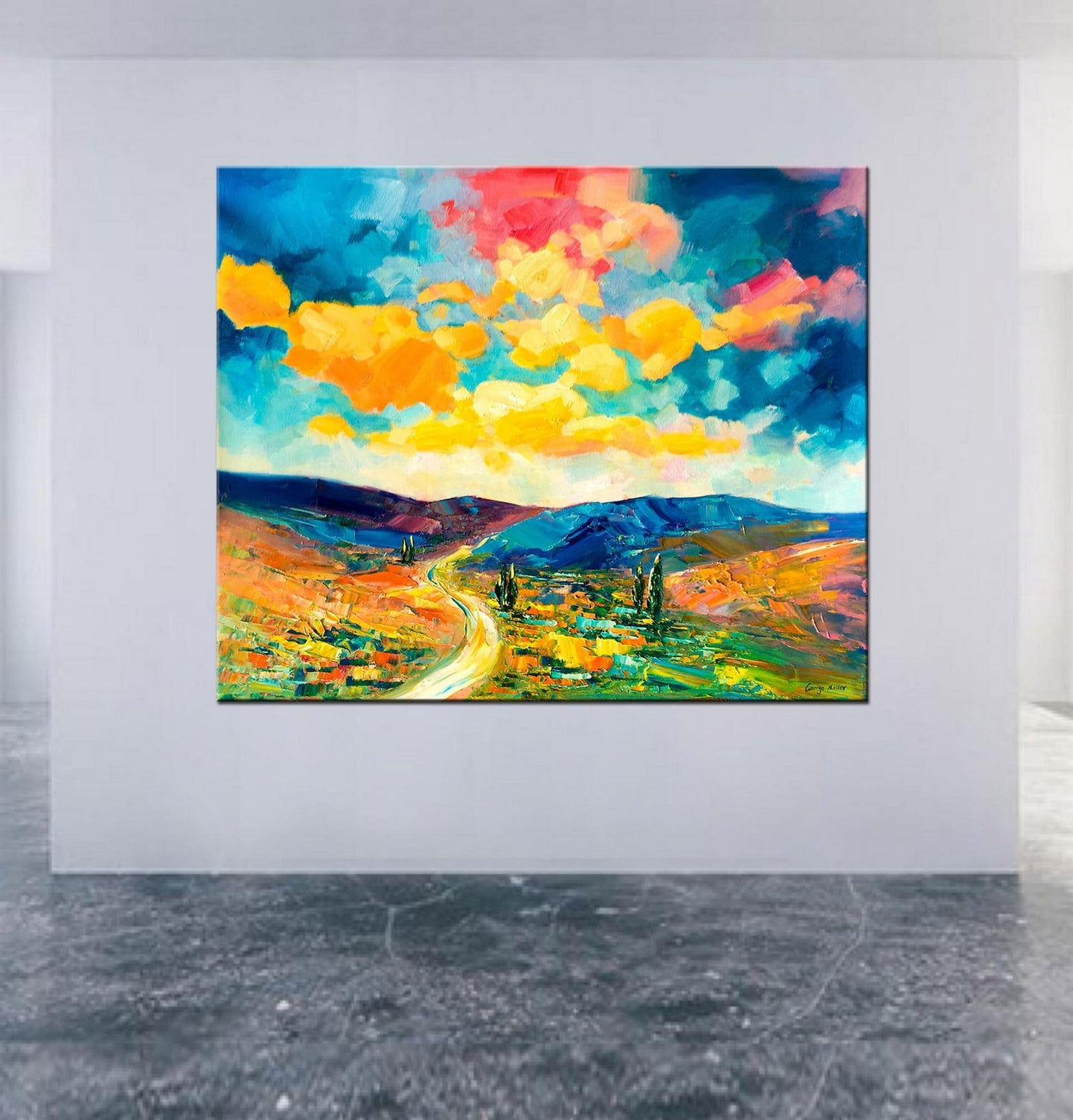 Abstract Landscape Oil Painting, Fine Art, Paintings On Canvas, Landscape Painting, Oversized Painting, Handmade Art, Rustic Oil Painting