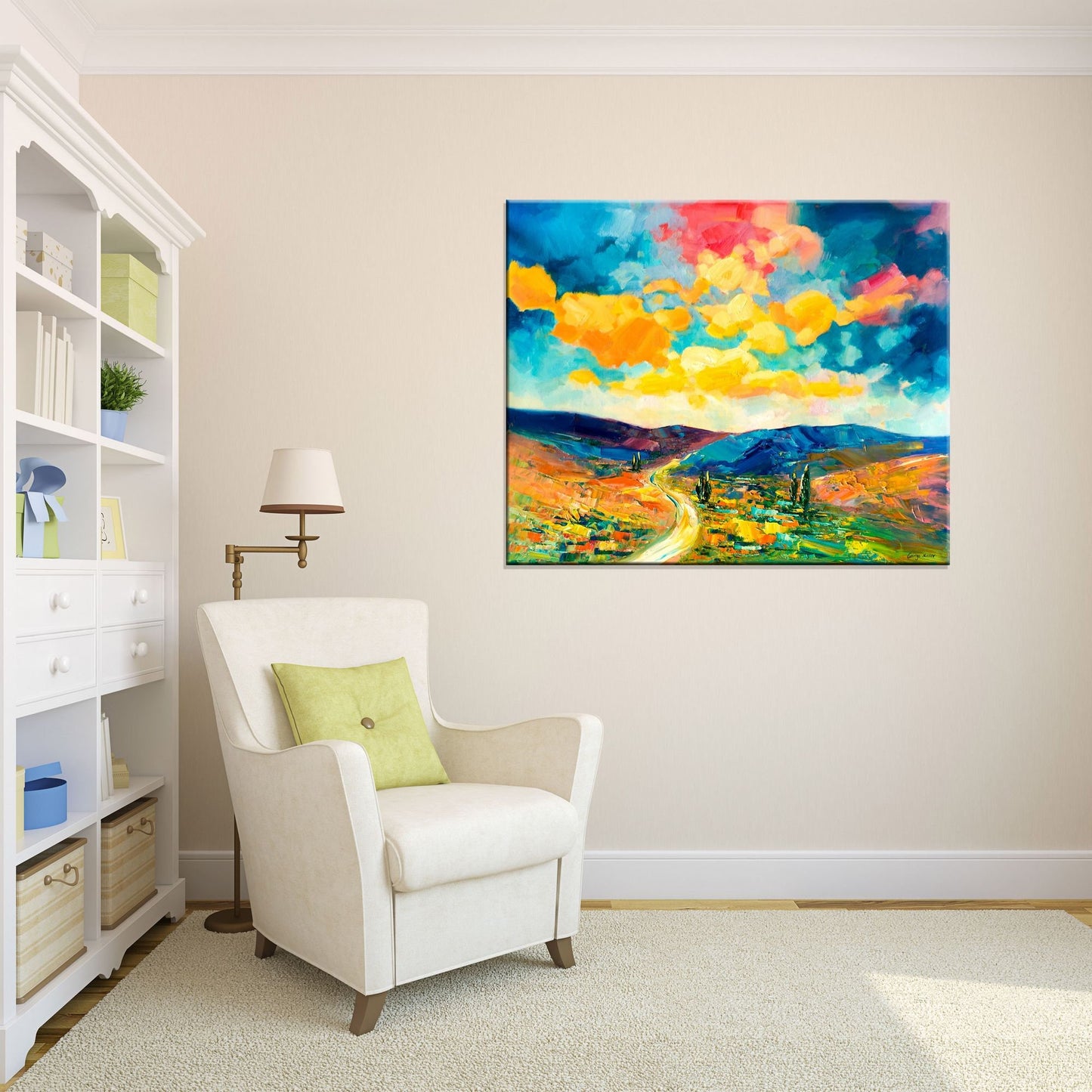 Abstract Landscape Oil Painting, Fine Art, Paintings On Canvas, Landscape Painting, Oversized Painting, Handmade Art, Rustic Oil Painting