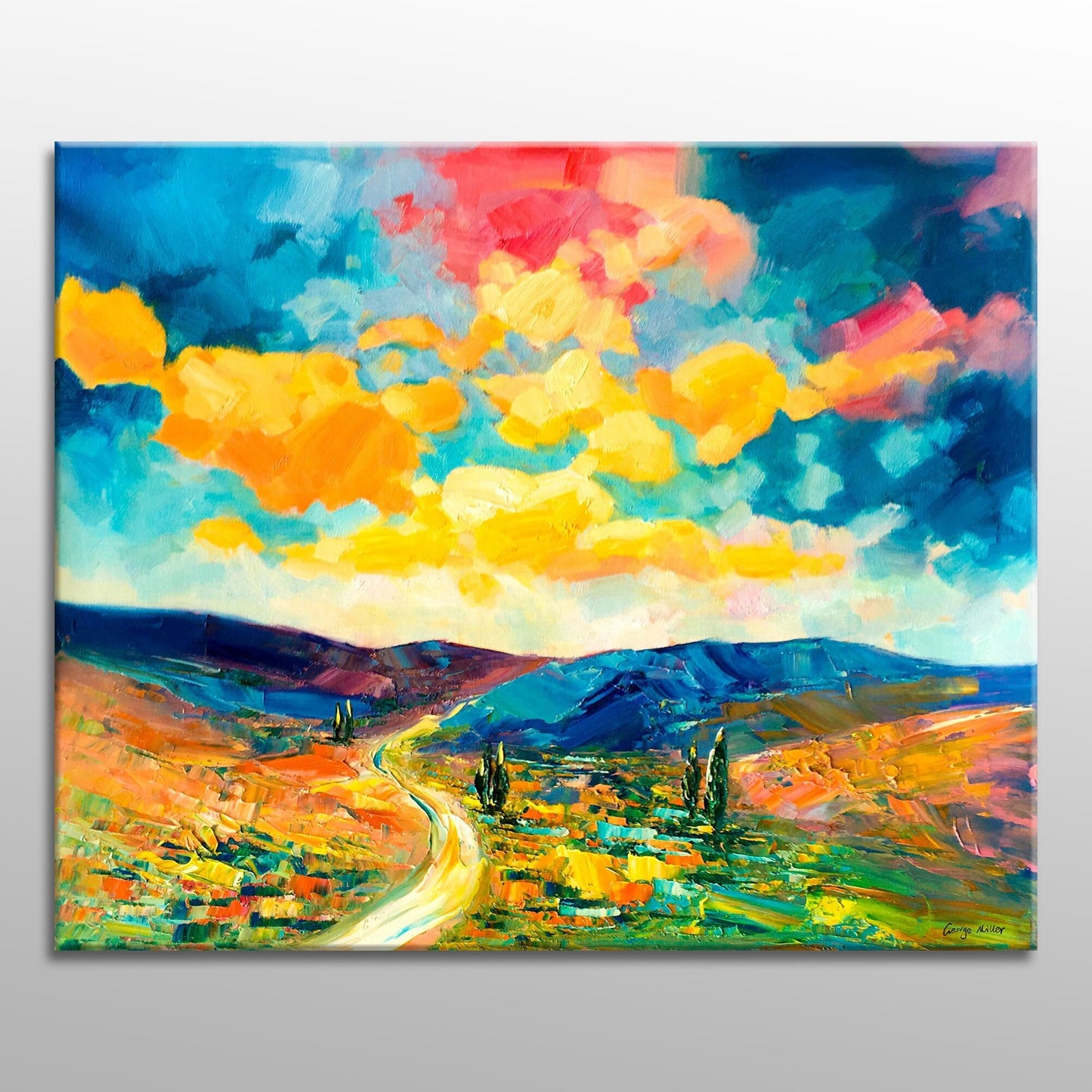 Abstract Landscape Oil Painting, Fine Art, Paintings On Canvas, Landscape Painting, Oversized Painting, Handmade Art, Rustic Oil Painting
