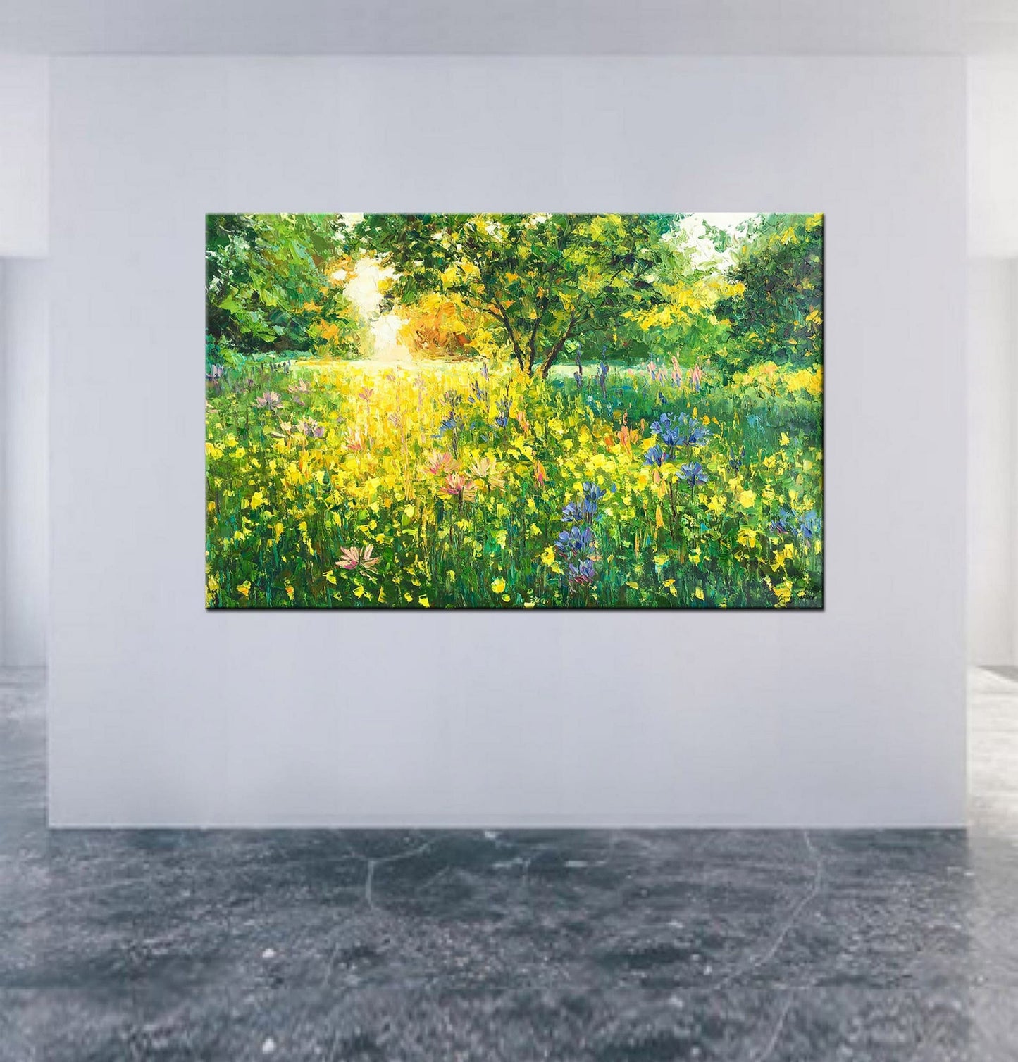 Upgrade your home decor with this unique palette knife painting of Spring Forest Green- A true masterpiece