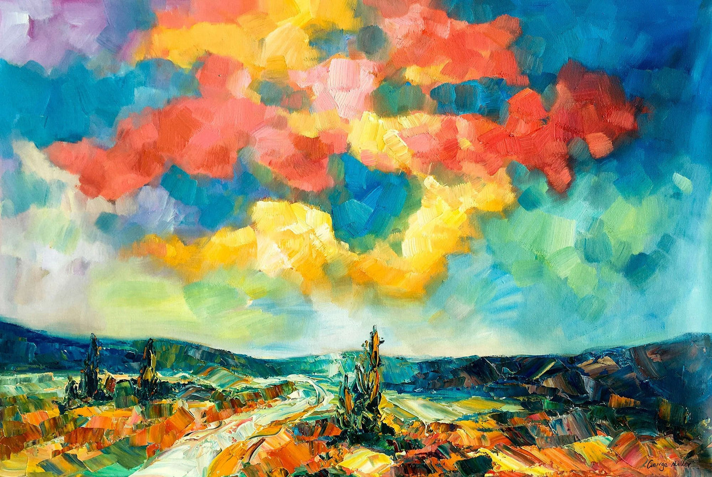 Oil Painting Abstract Landscape, Large Oil Painting, Contemporary Art, Wall Decor, Bedroom Art, Original Oil Painting Landscape Original Art